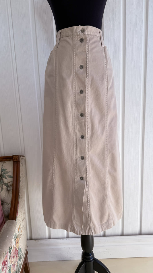 Jupe beige évasée à boutons- large