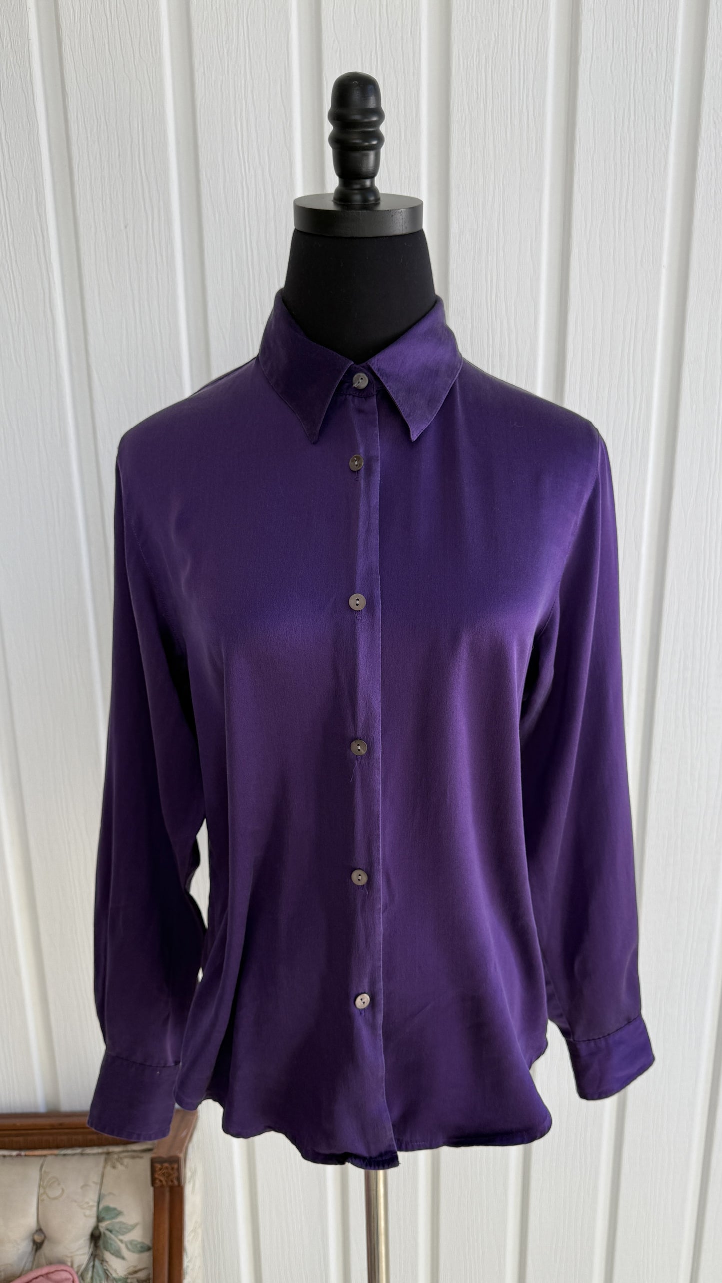 Purple silk blouse - small