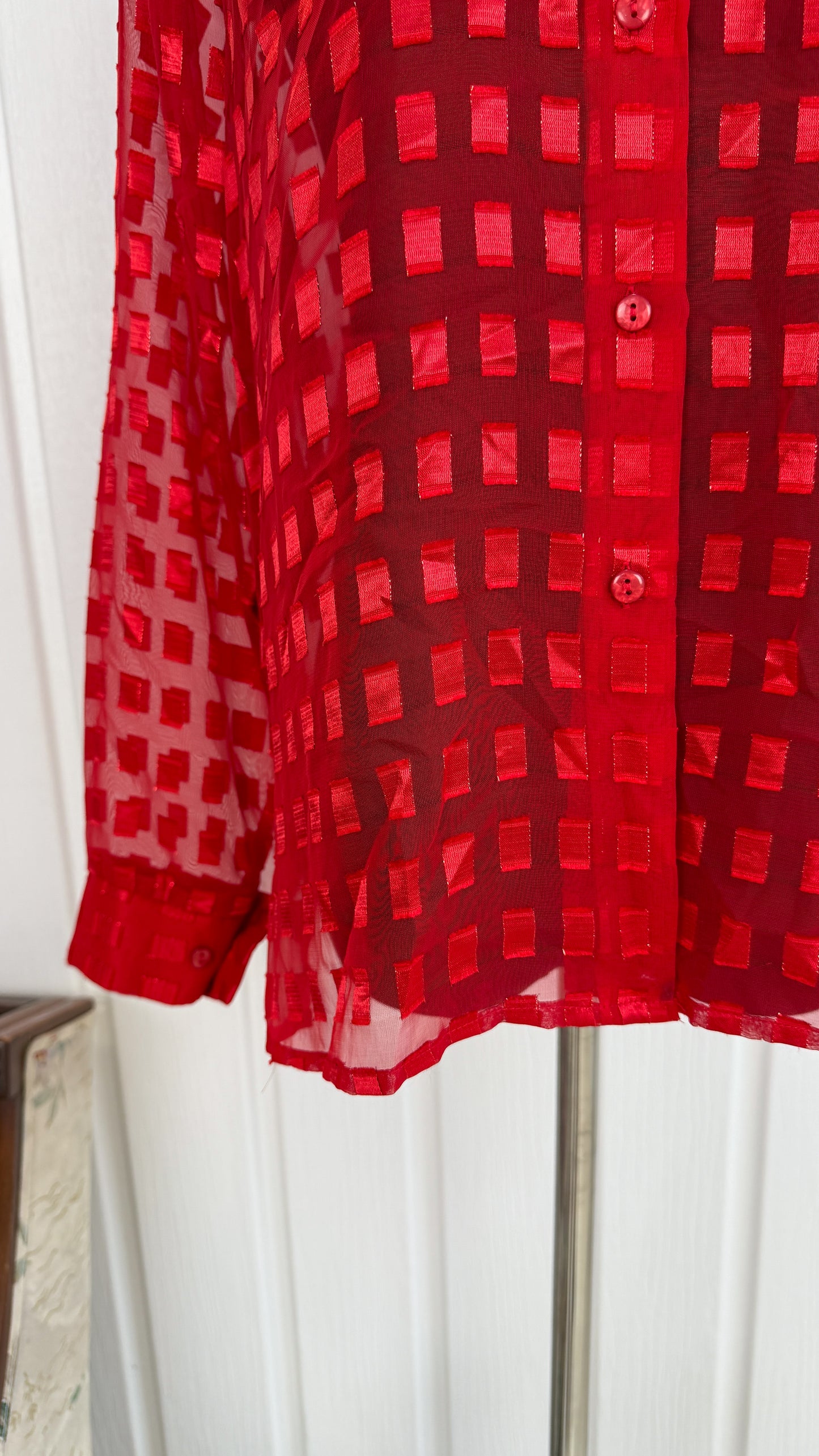 Semi-sheer red blouse - medium