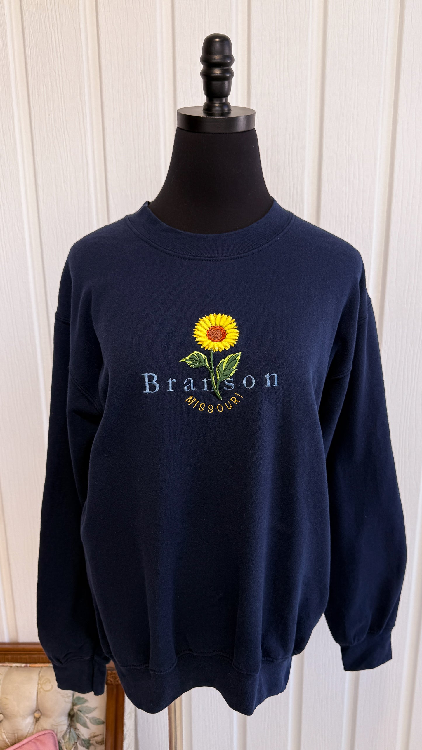 Navy sunflower crewneck sweater - small