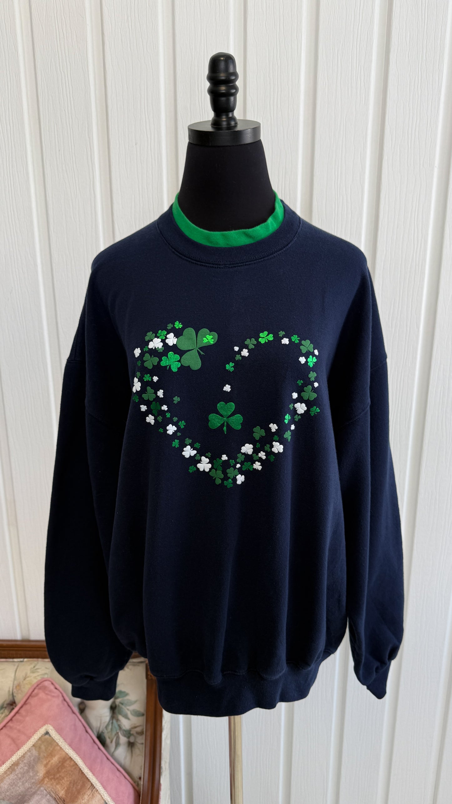 Chandail crewneck marine trefles- x-large