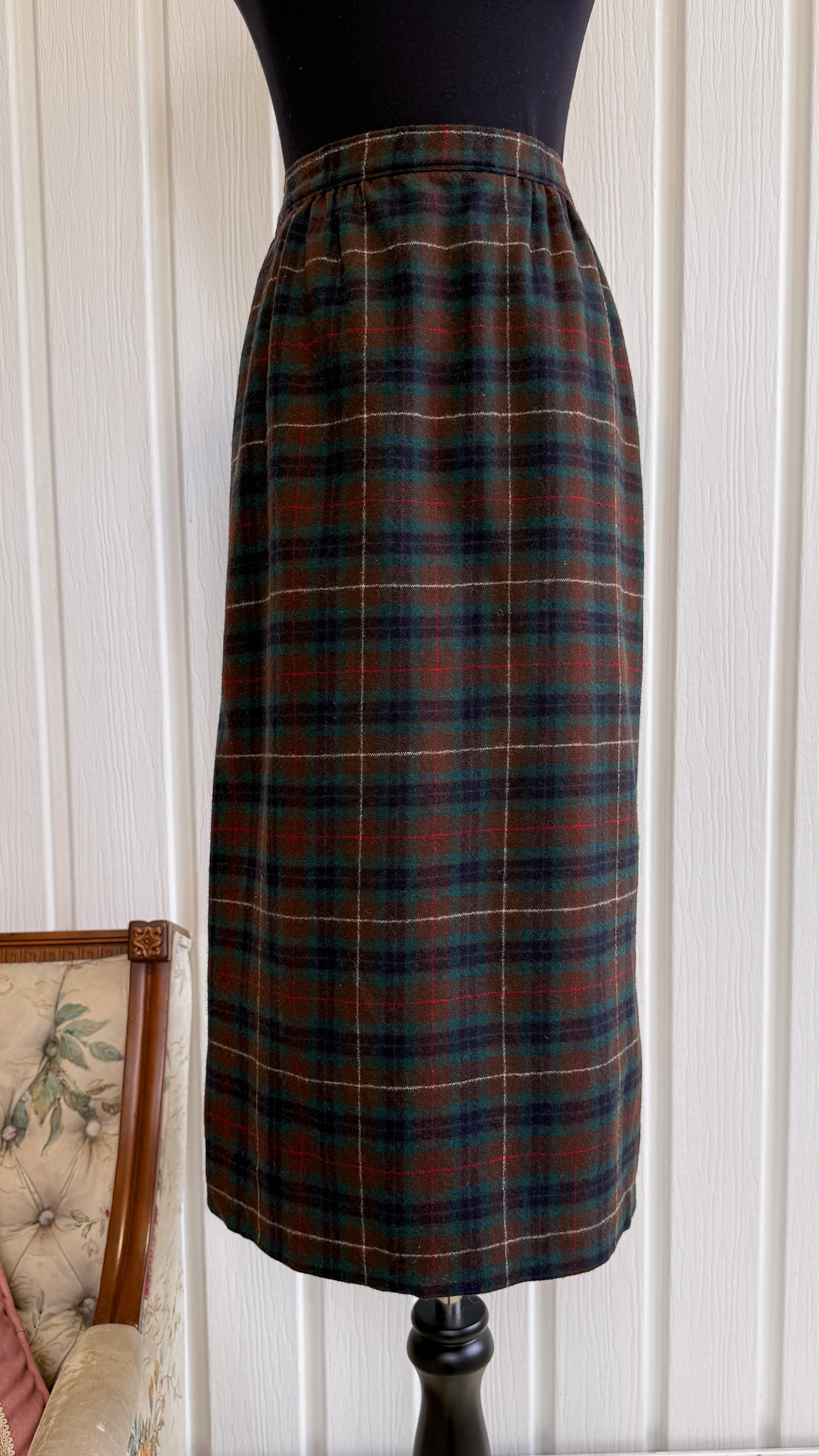 Jupe brune en lainage carreauté- small
