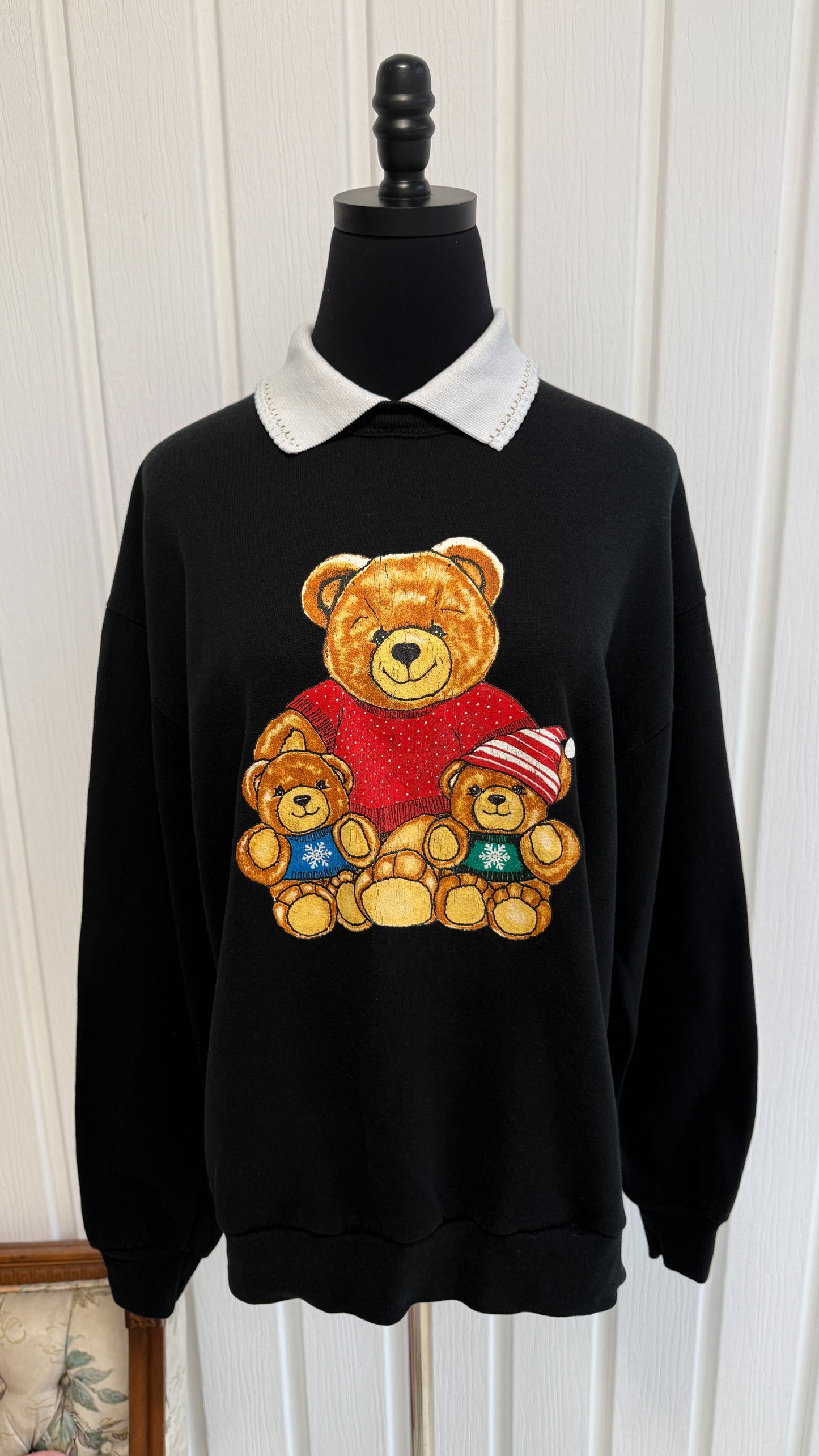 Chandail crewneck noir oursons- medium