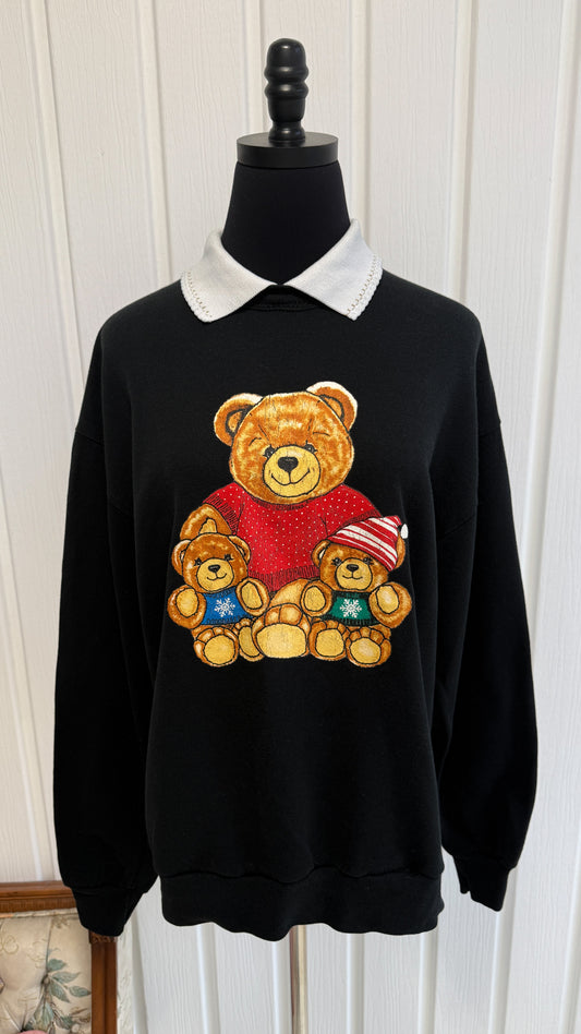 Chandail crewneck noir oursons- medium