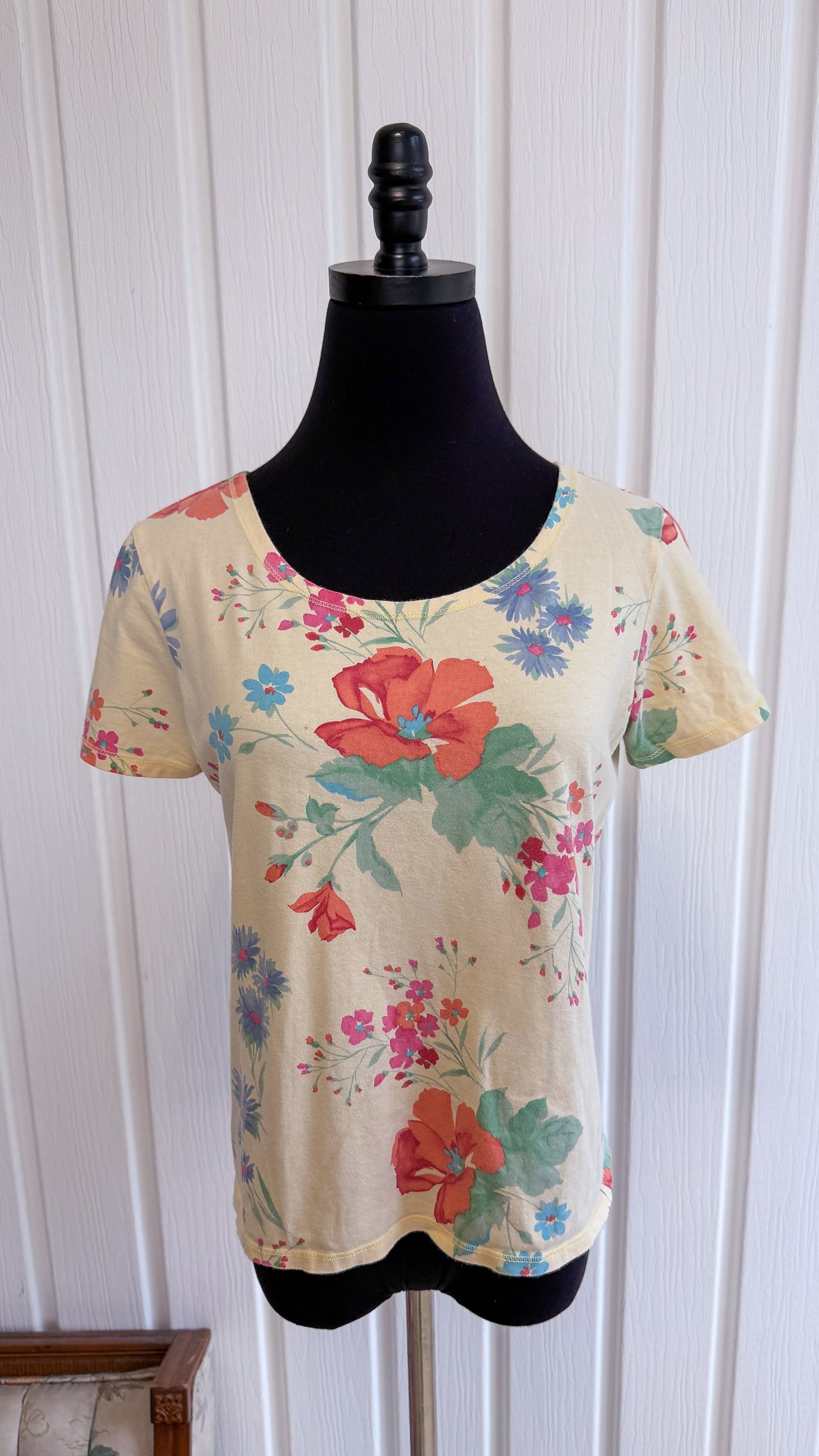 T-shirt jaune fleuris- small