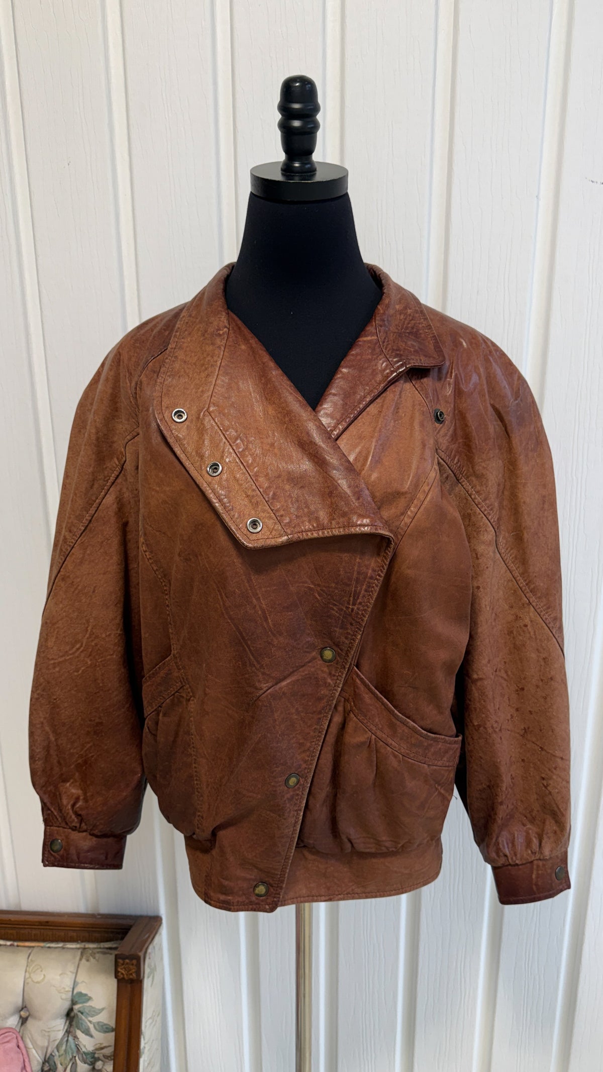 Manteau en cuir brun- large