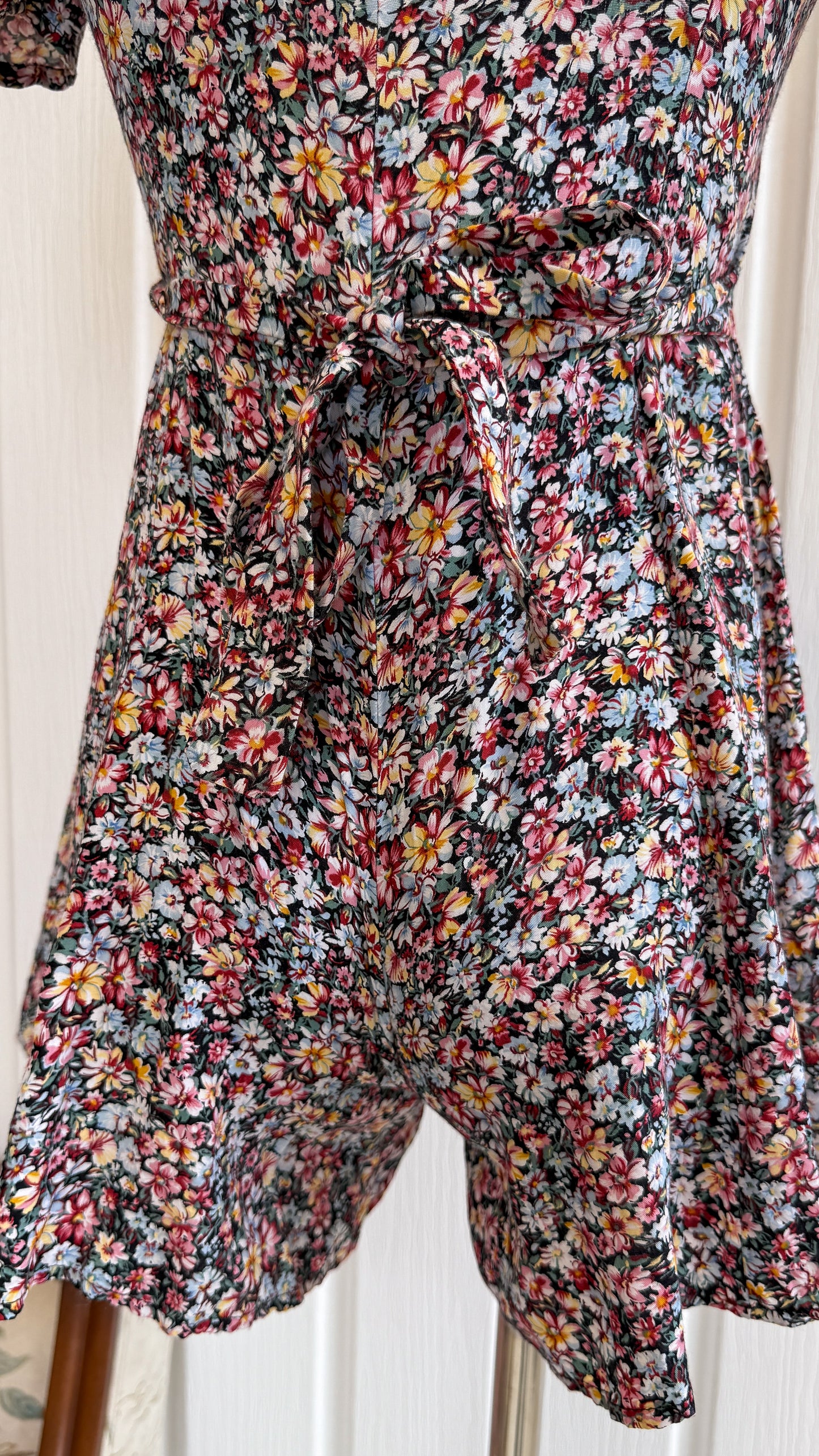 Combi-shorts noir fleuris- x-small