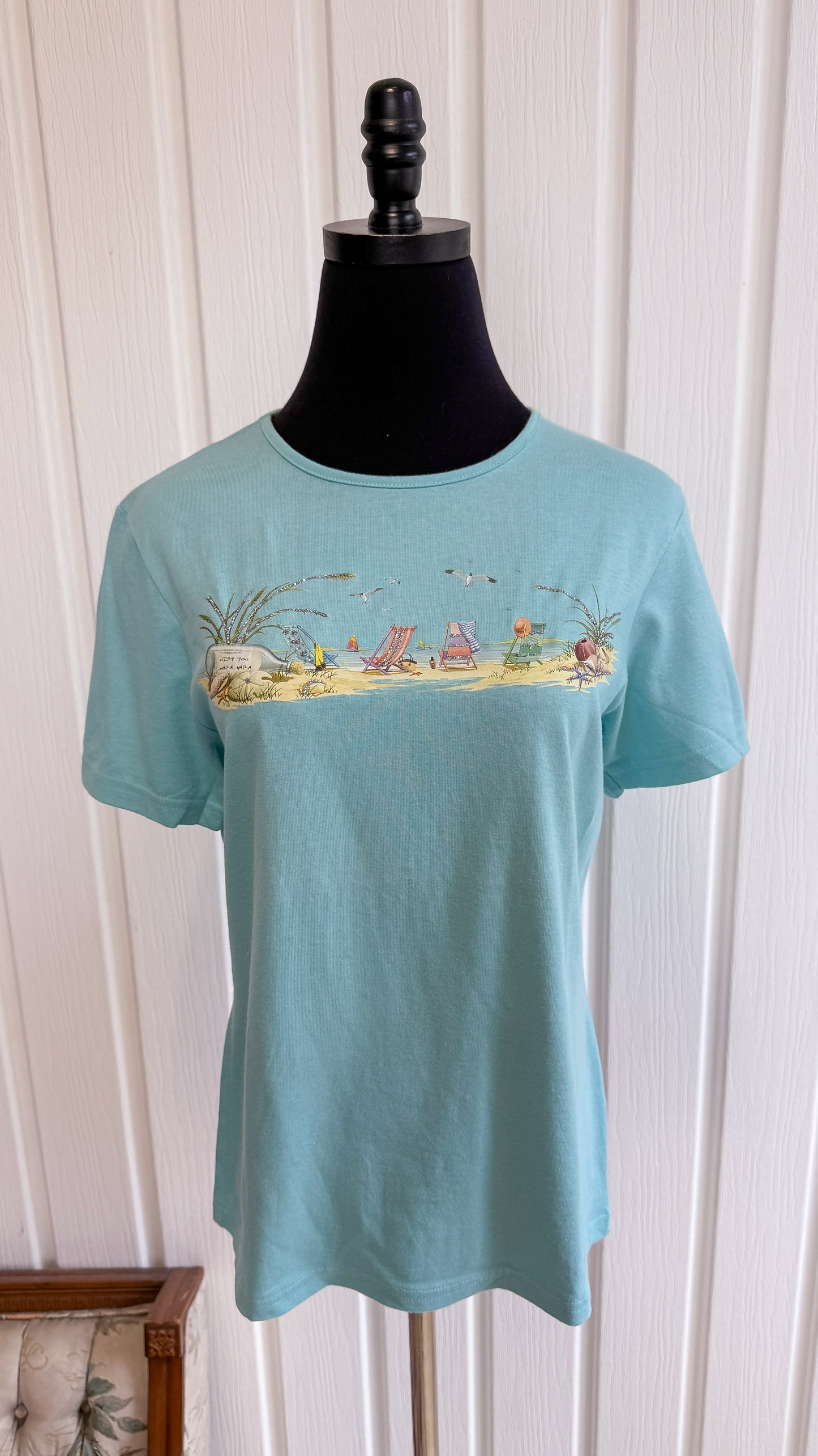 T-shirt turquoise plage- small