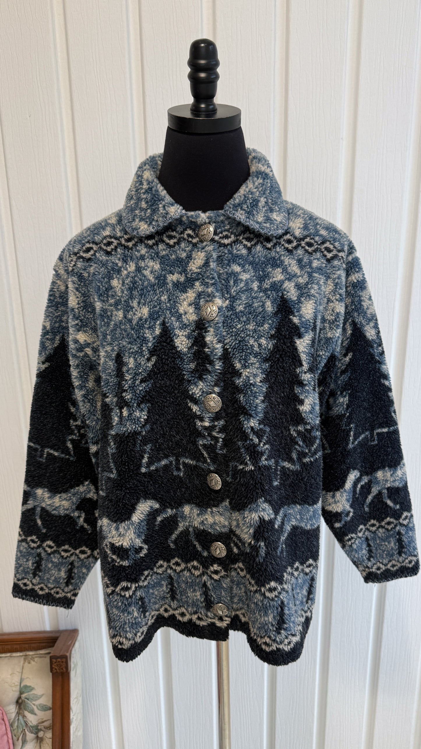 Veste en polar marine fôret- medium