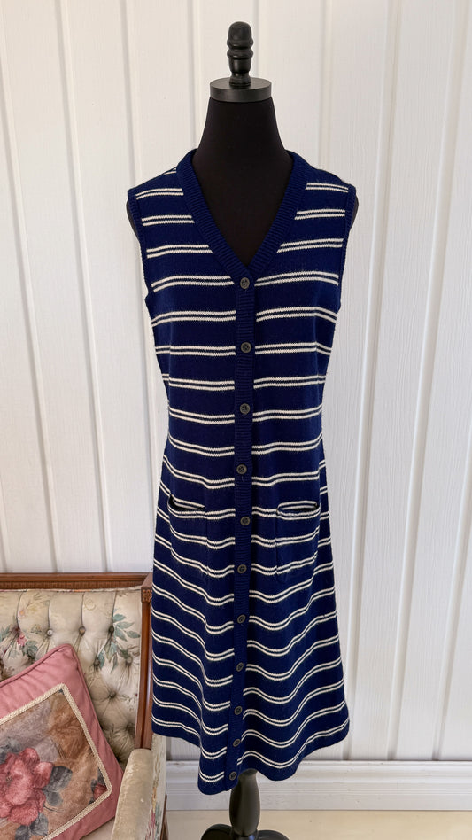 Robe en tricot bleu rayé- small