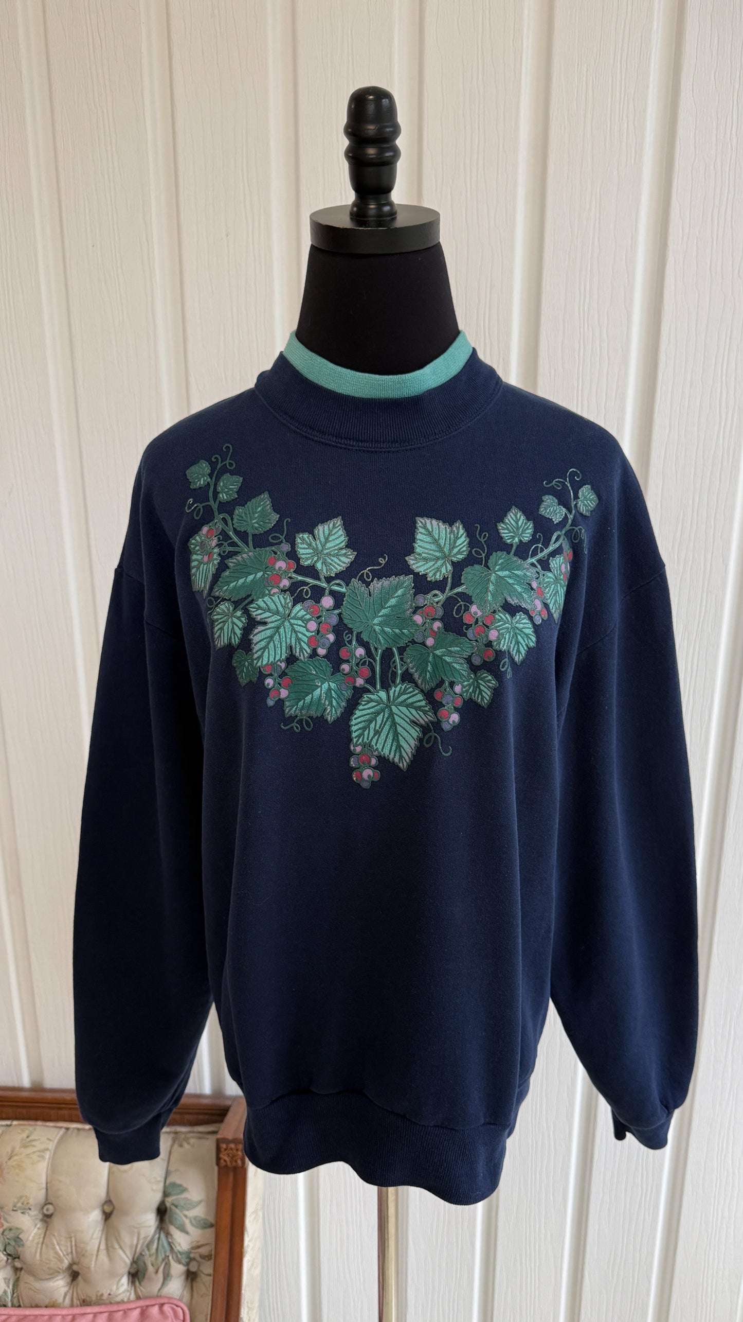 Chandail crewneck marine feuilles-medium