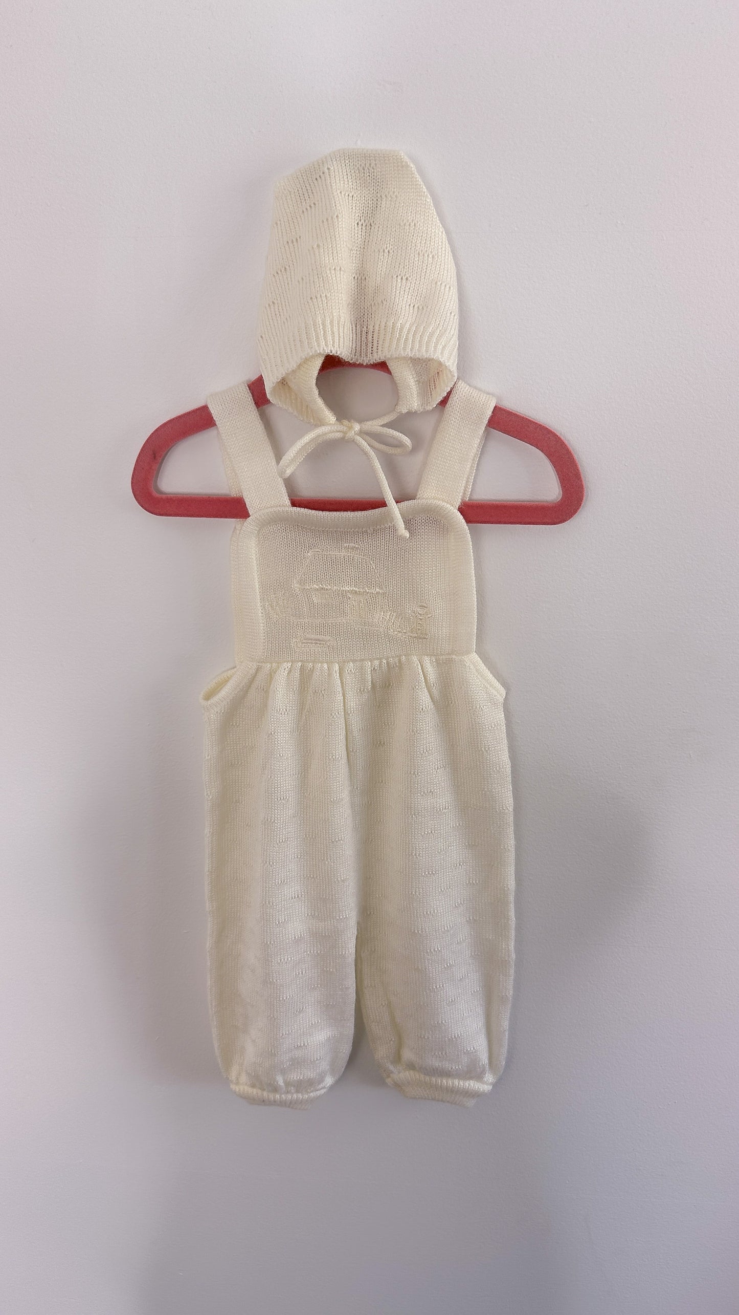 Enfants- Salopette en tricot blanc - 6m