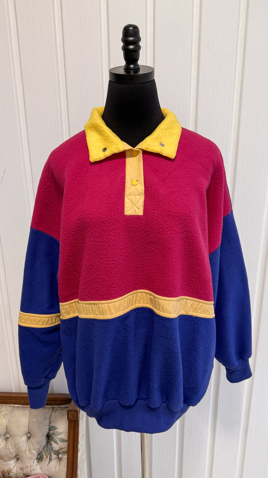 Chandail en polar rose,jaune et mauve- medium