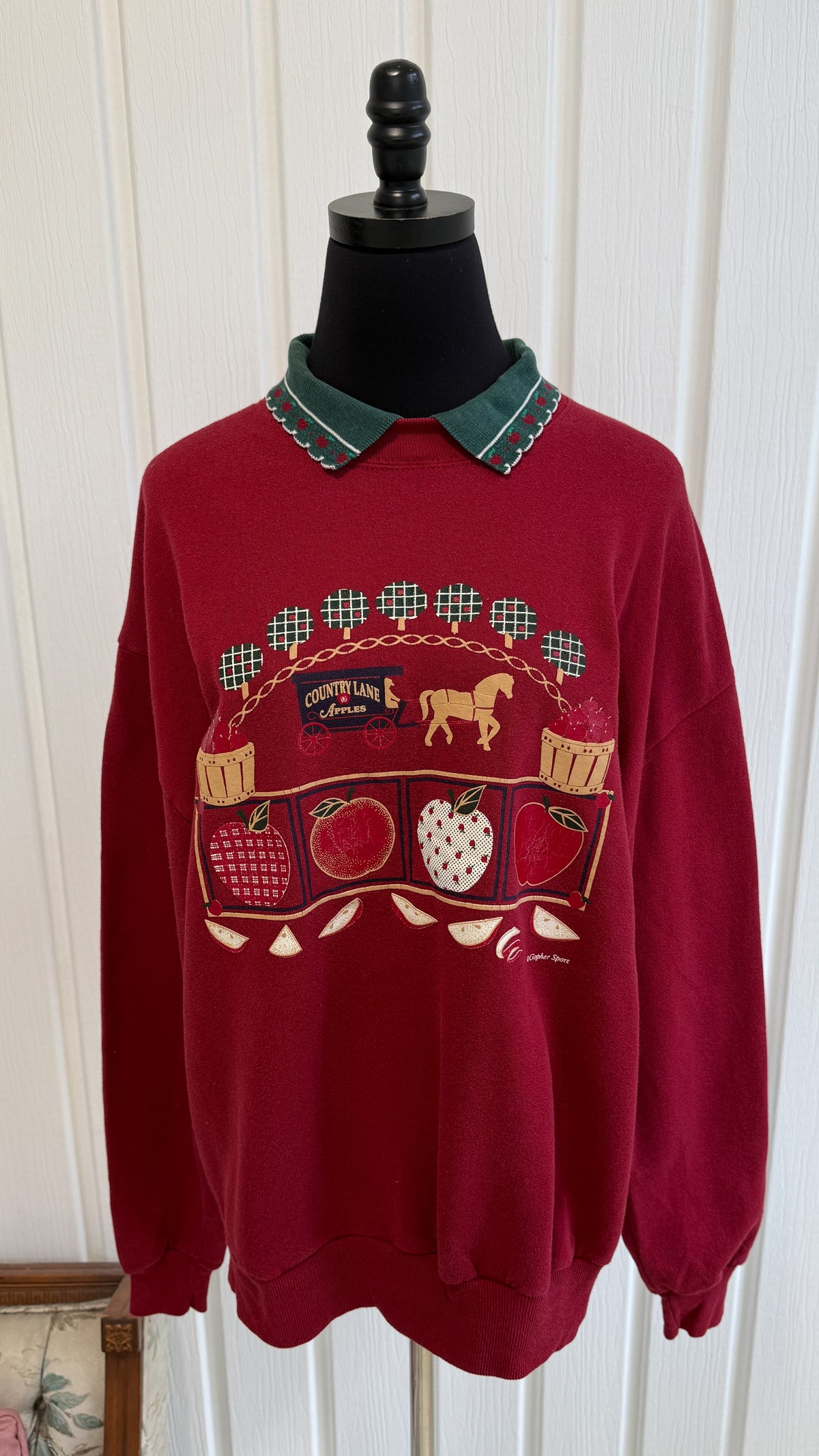 Chandail crewneck rouge pommes- x-large