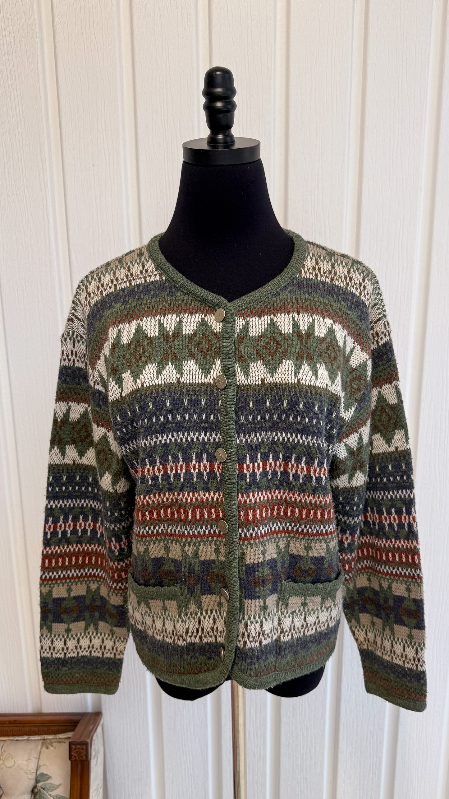 Cardigan en tricot rayures à motifs- small