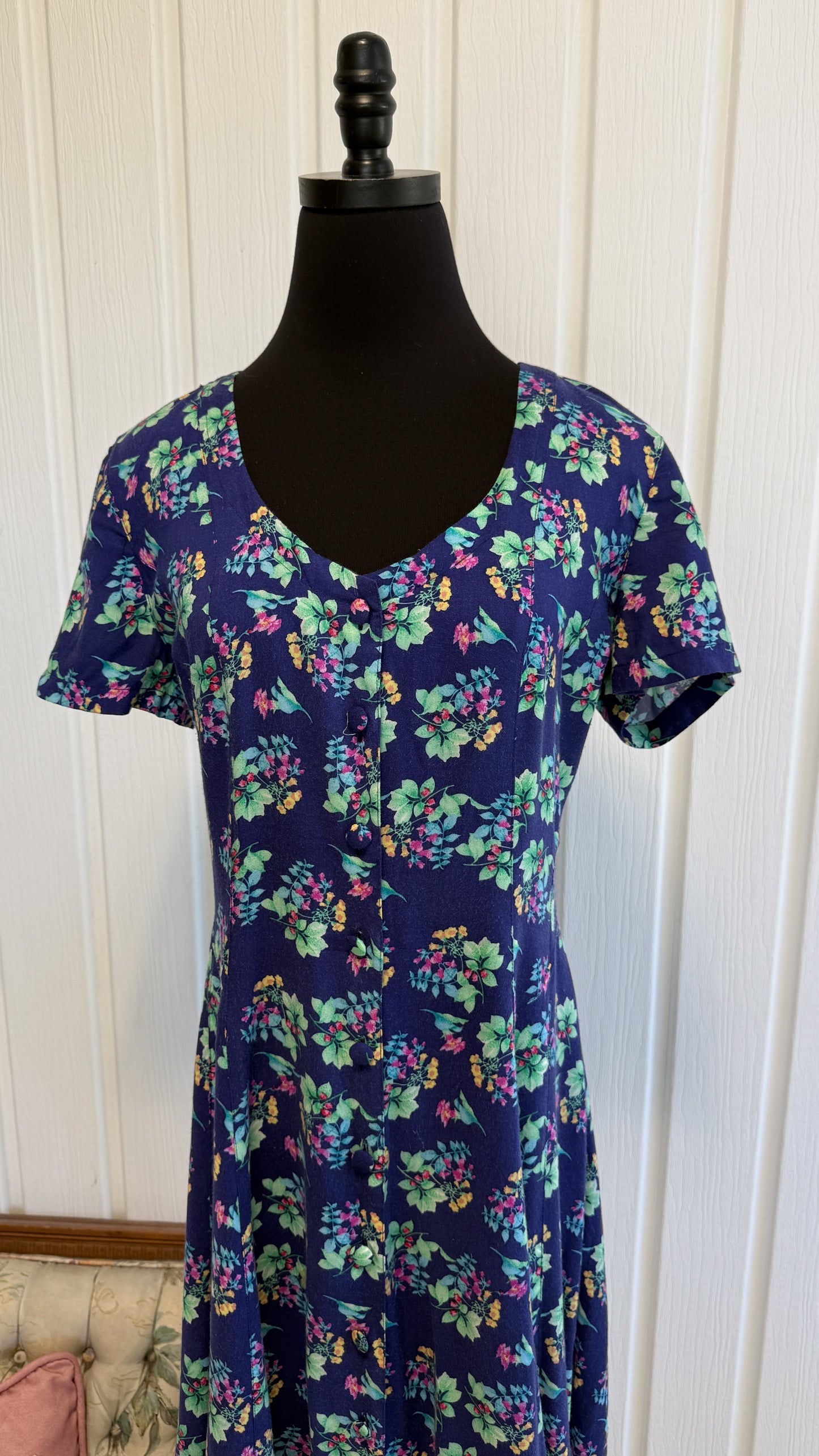 Robe bleu fleurie « dropwaist »- medium