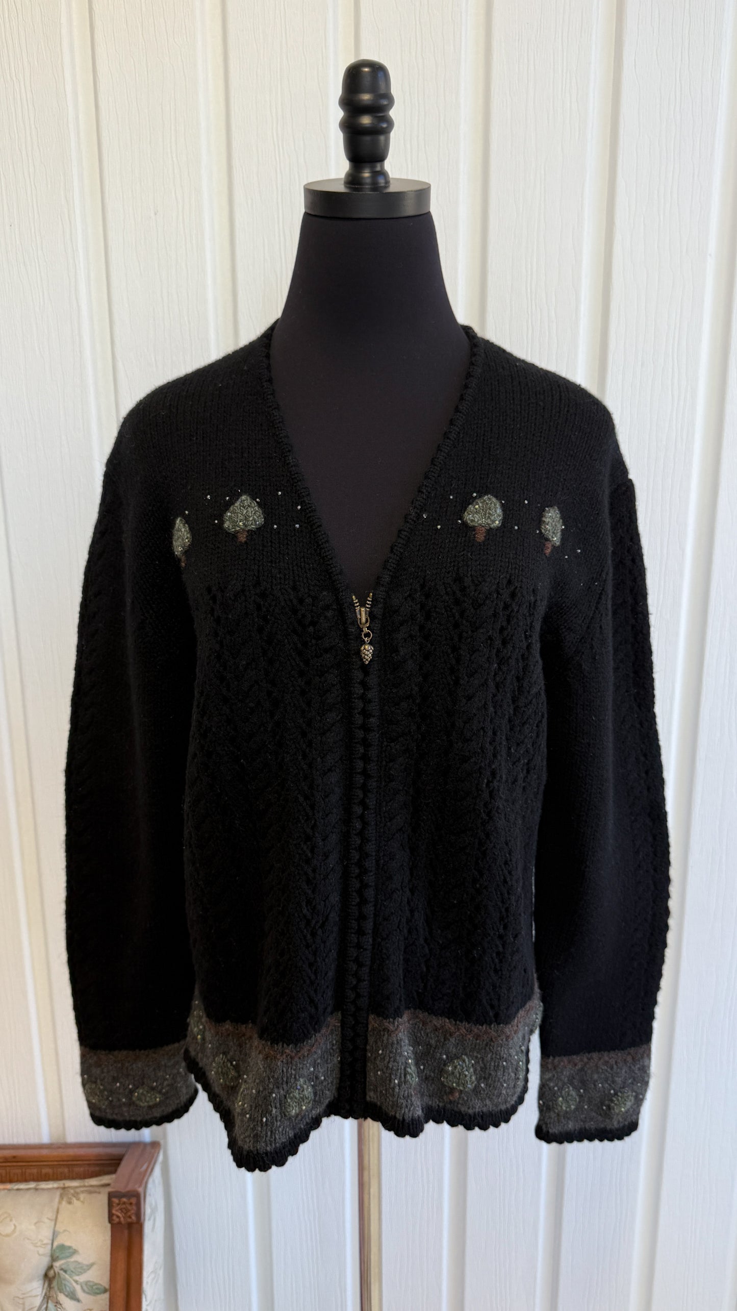 Veste en lainage noir sapins- medium