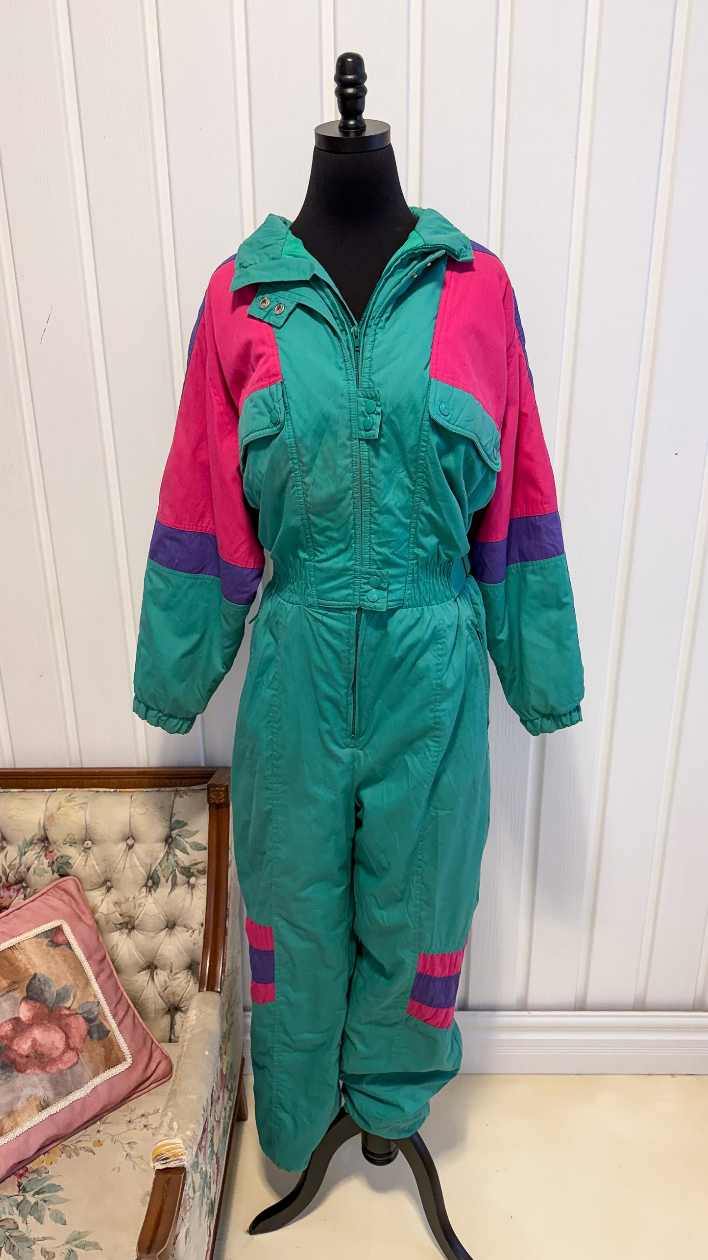 Onepiece hiver turquoise et rose- large