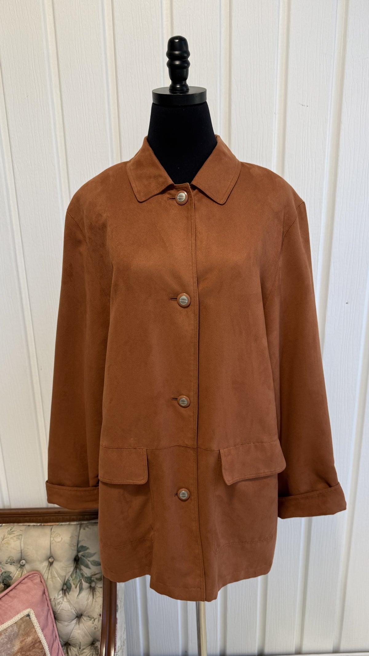 Manteau en faux suède brun pâle- large