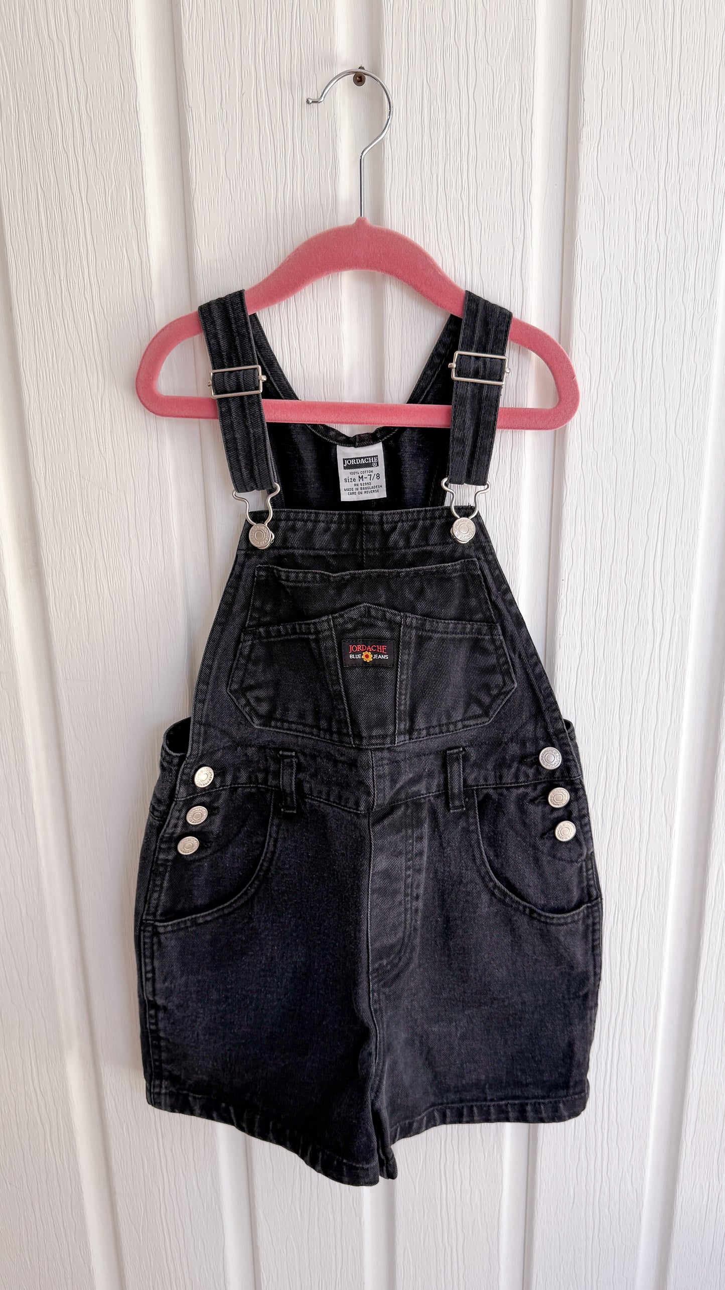 Enfants- salopette-shorts en jeans noir- 7/8