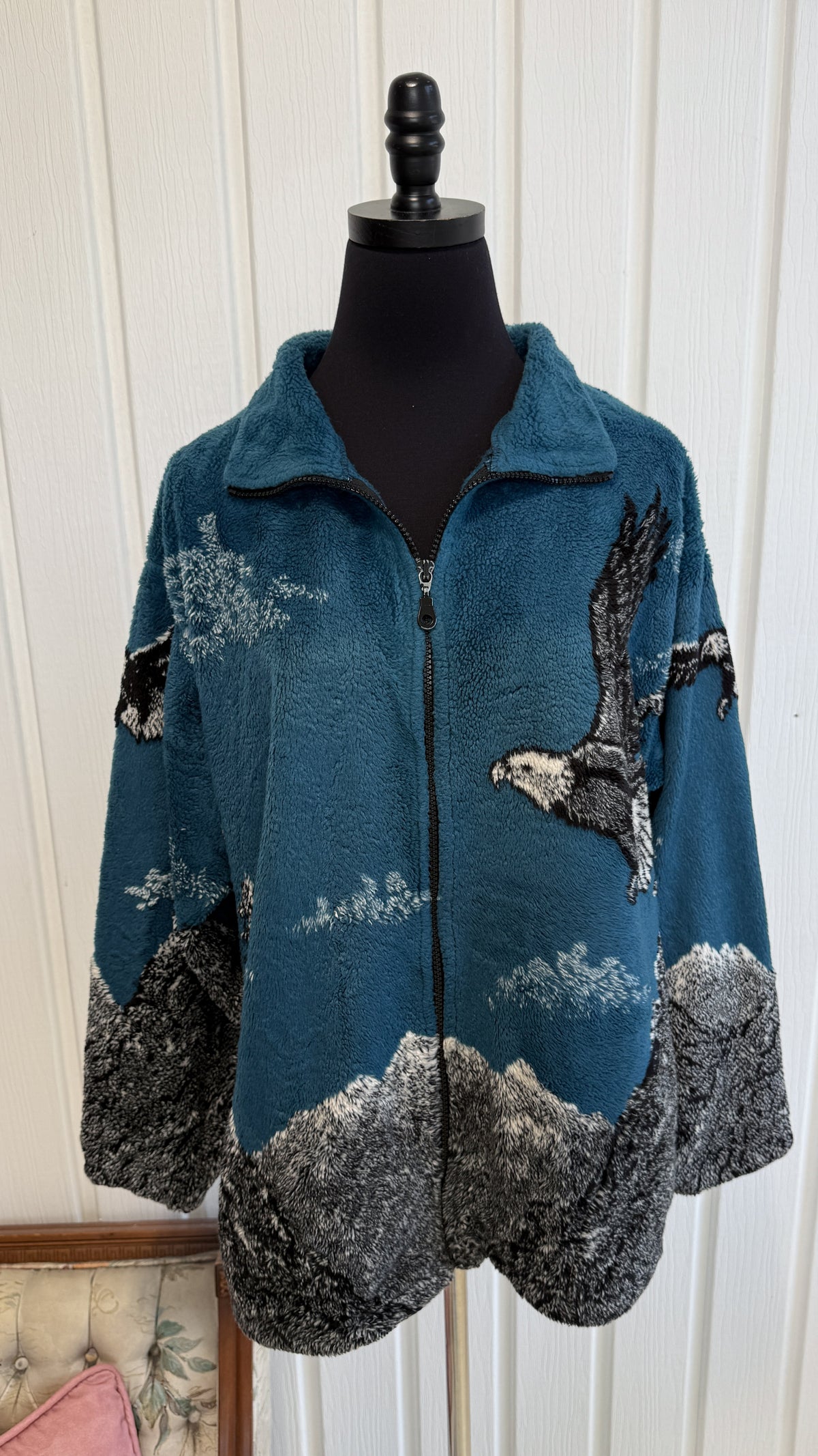 Veste en polar bleu aigles- medium