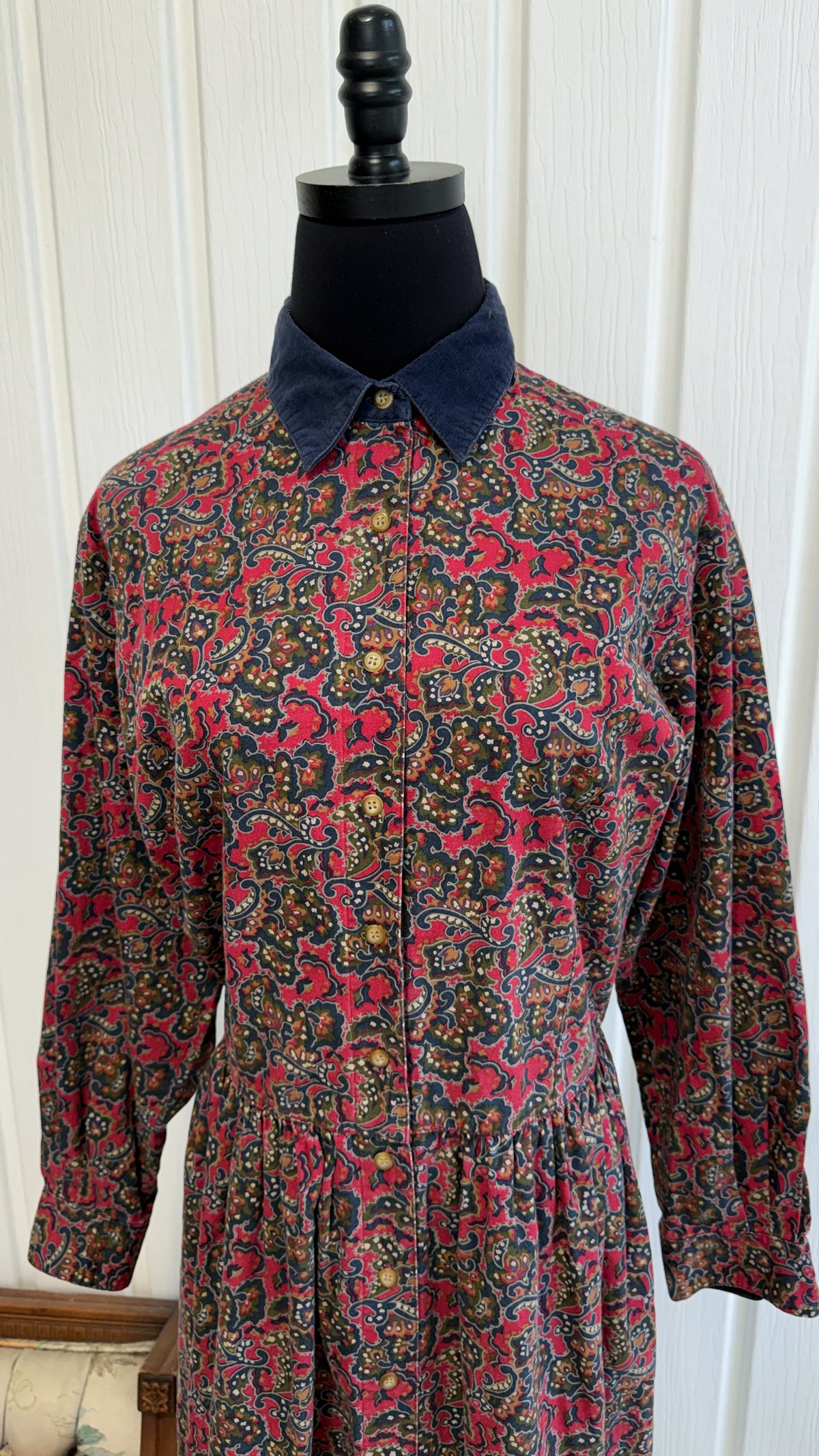 Robe chemisier rouge à motifs- medium