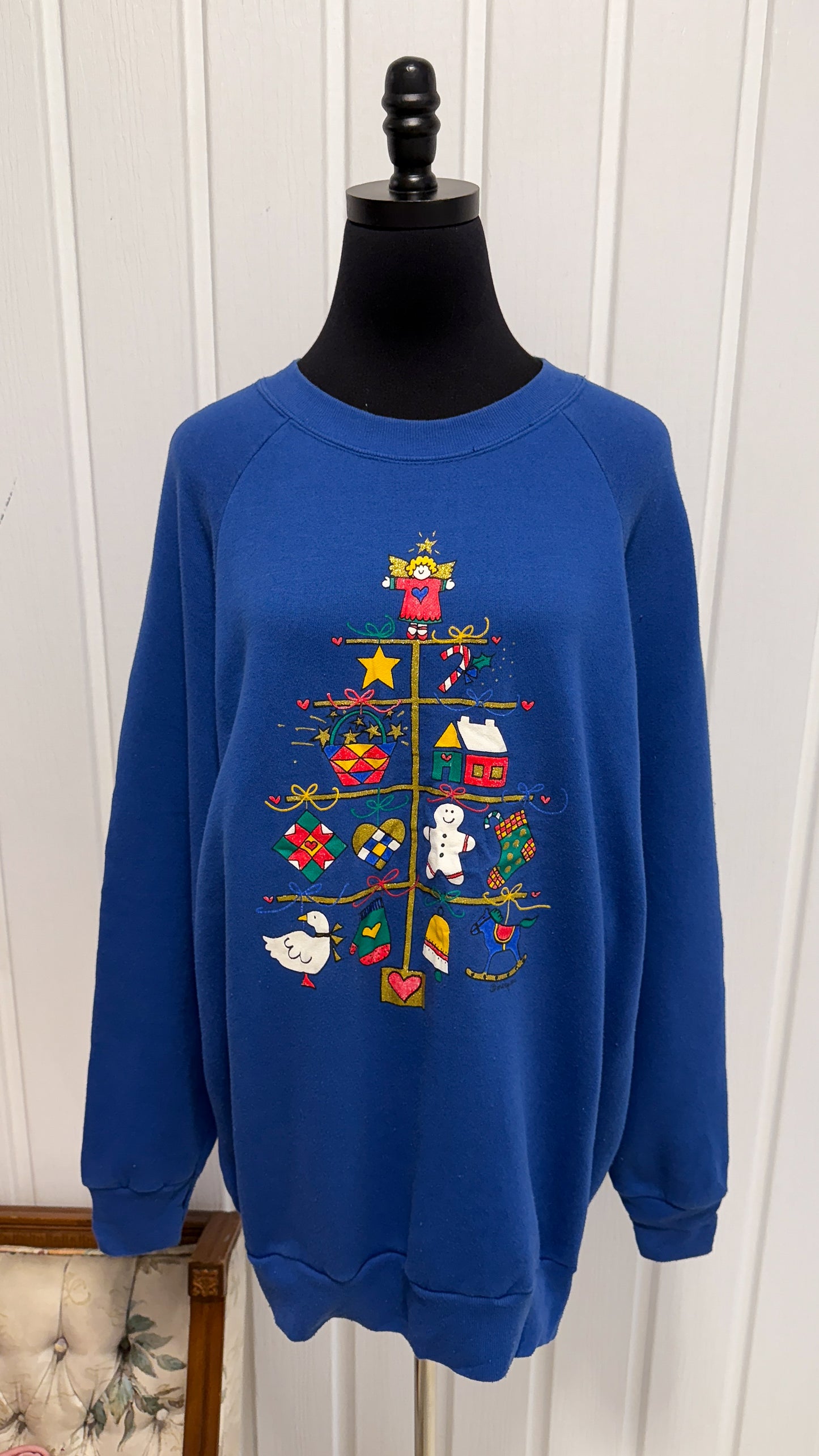 Chandail crewneck bleu sapin- taille plus