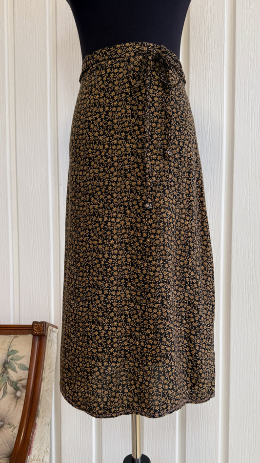 Jupe noir fleurie beige - medium