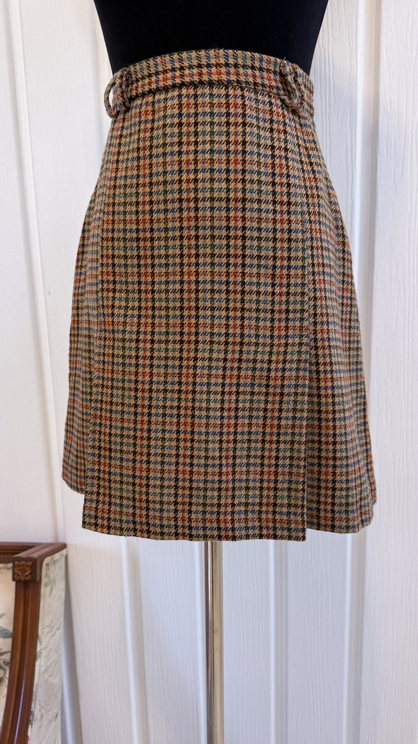 Jupe beige en lainage carreauté- small