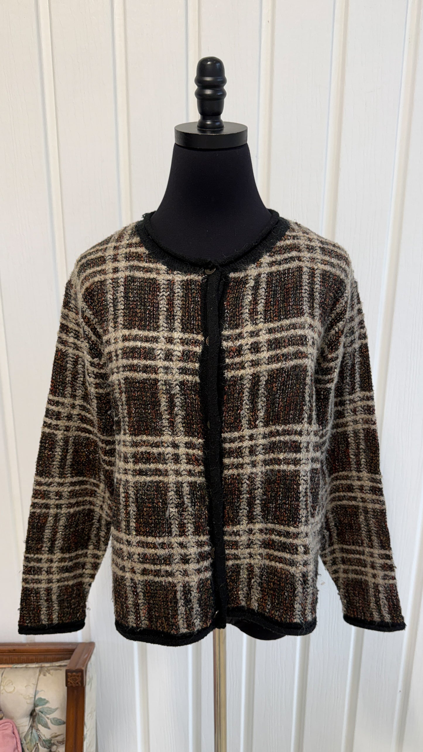 Cardigan brun carreauté beuge