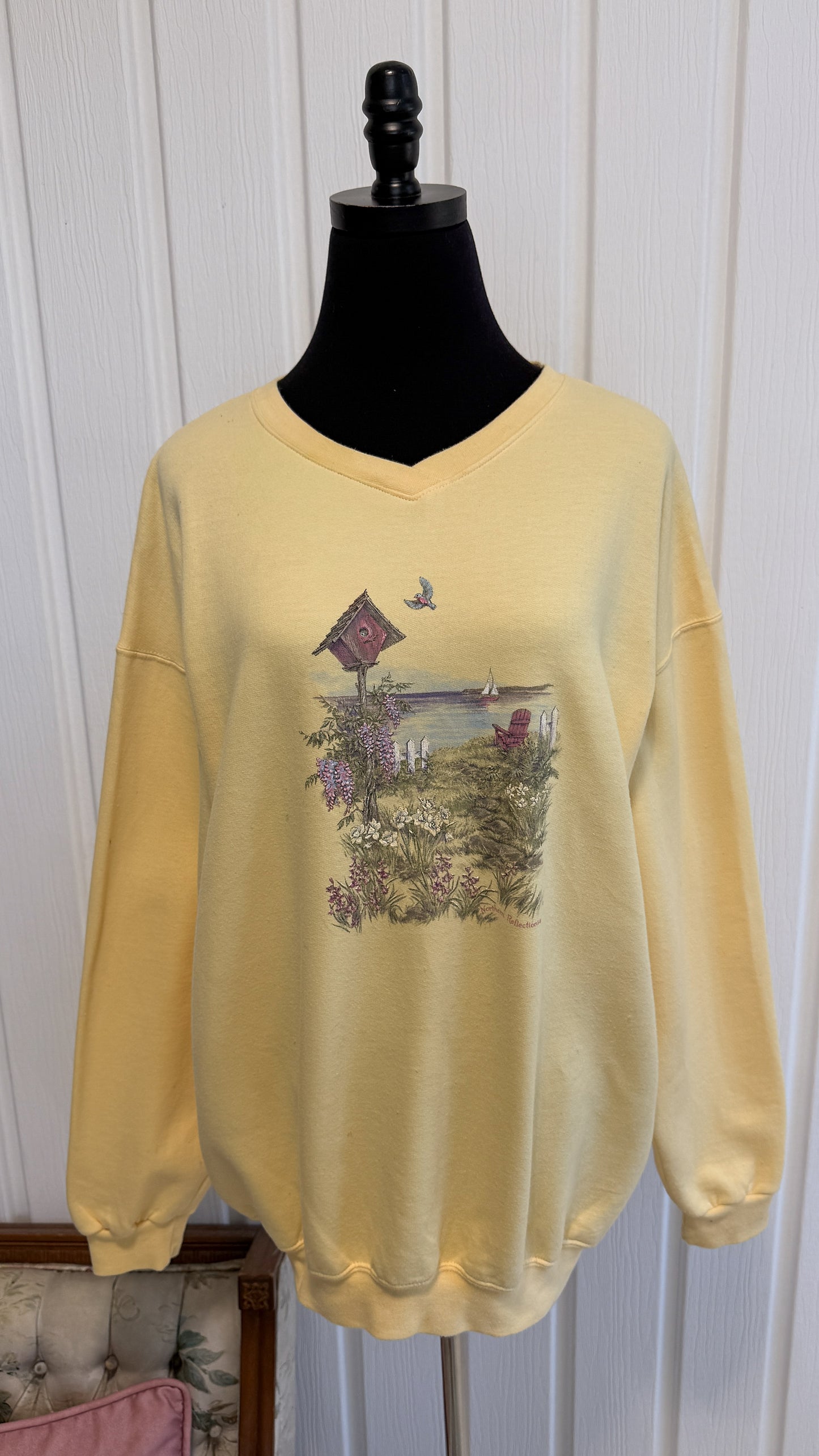 Chandail crewneck jaune lac- x-large