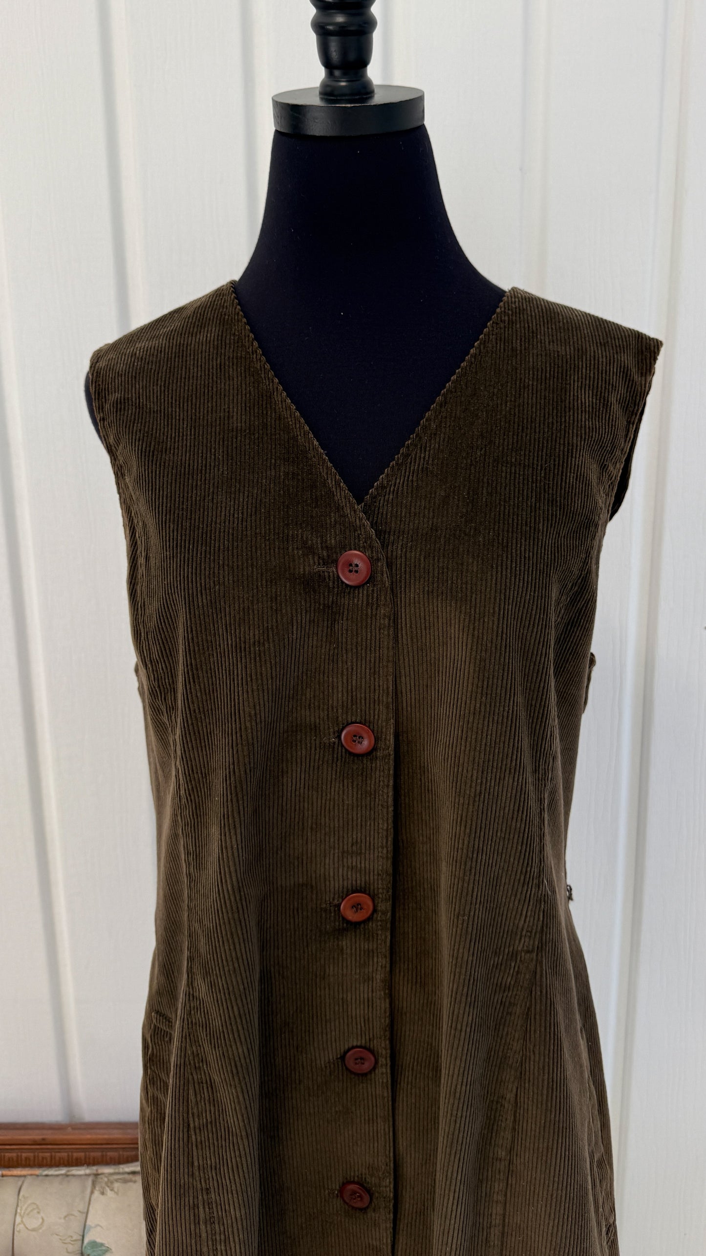 Robe chemisier en corduroy kaki- large