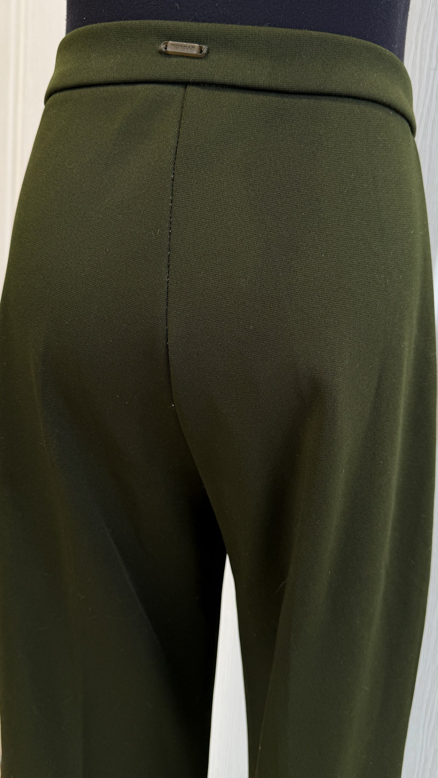Green flared trousers - small