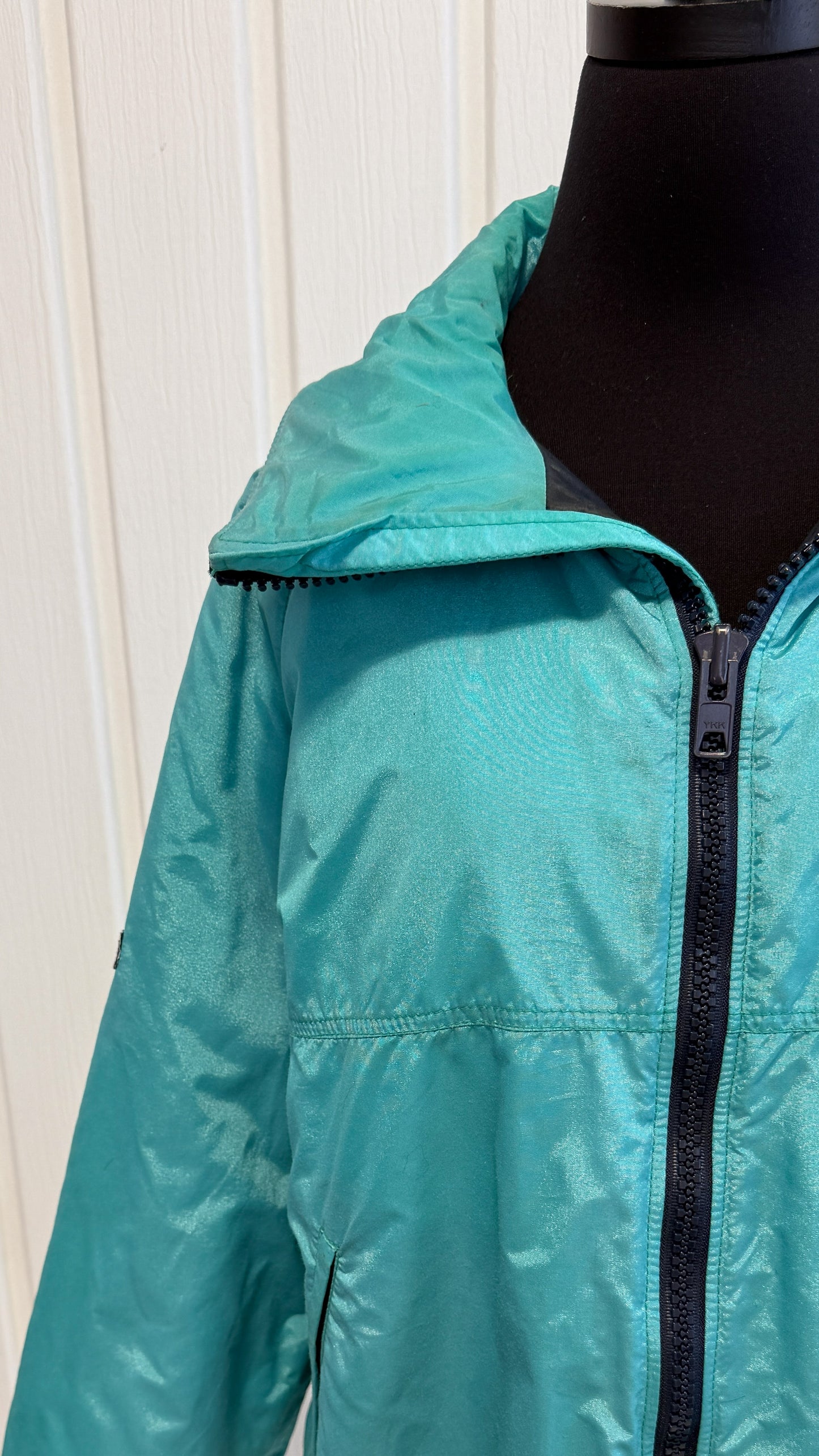 Manteau hiver turquoise nacré- large