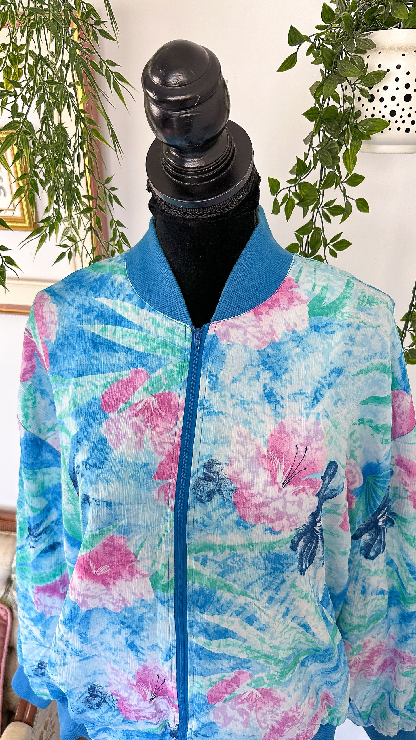 Veste bleu fleurie tropical- x-large