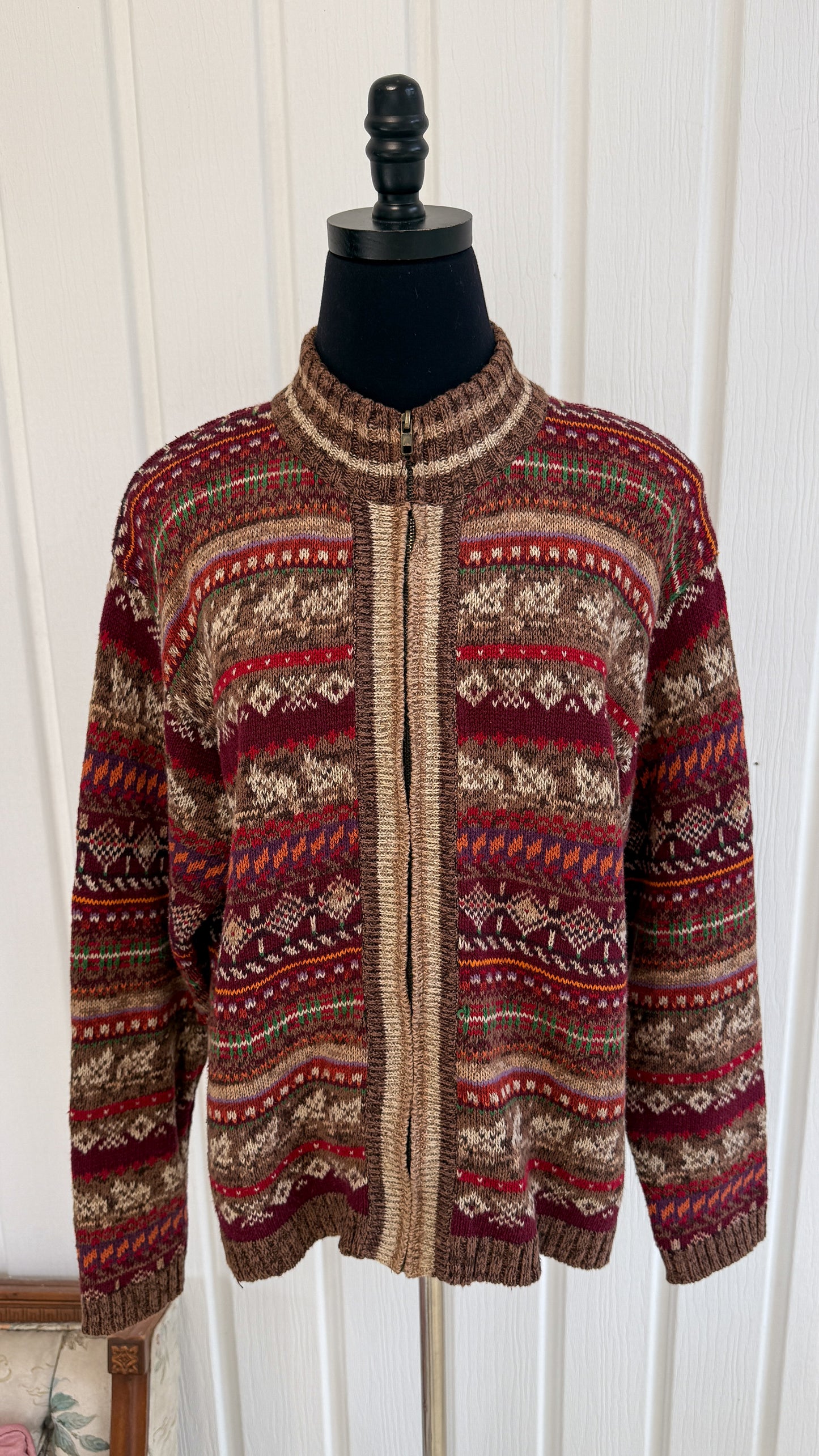 Veste en tricot bourgogne rayé- largw