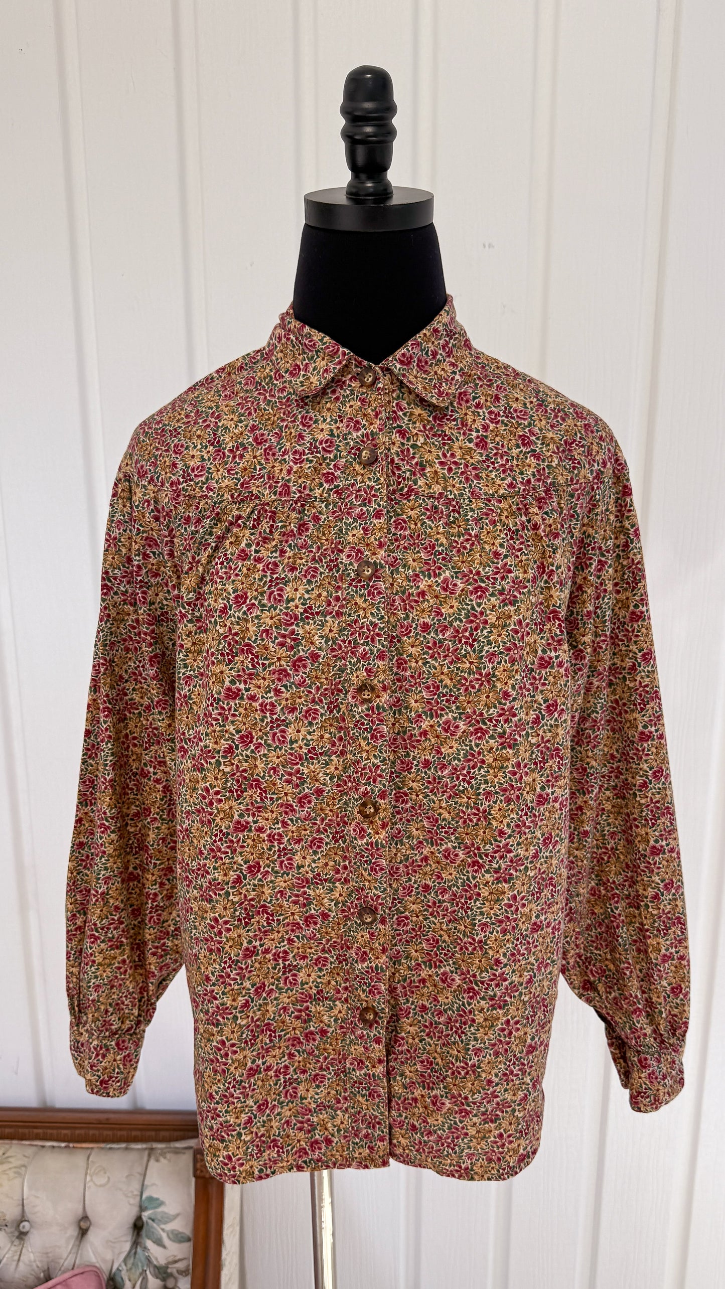Chemisier fleuris rose et beige- small
