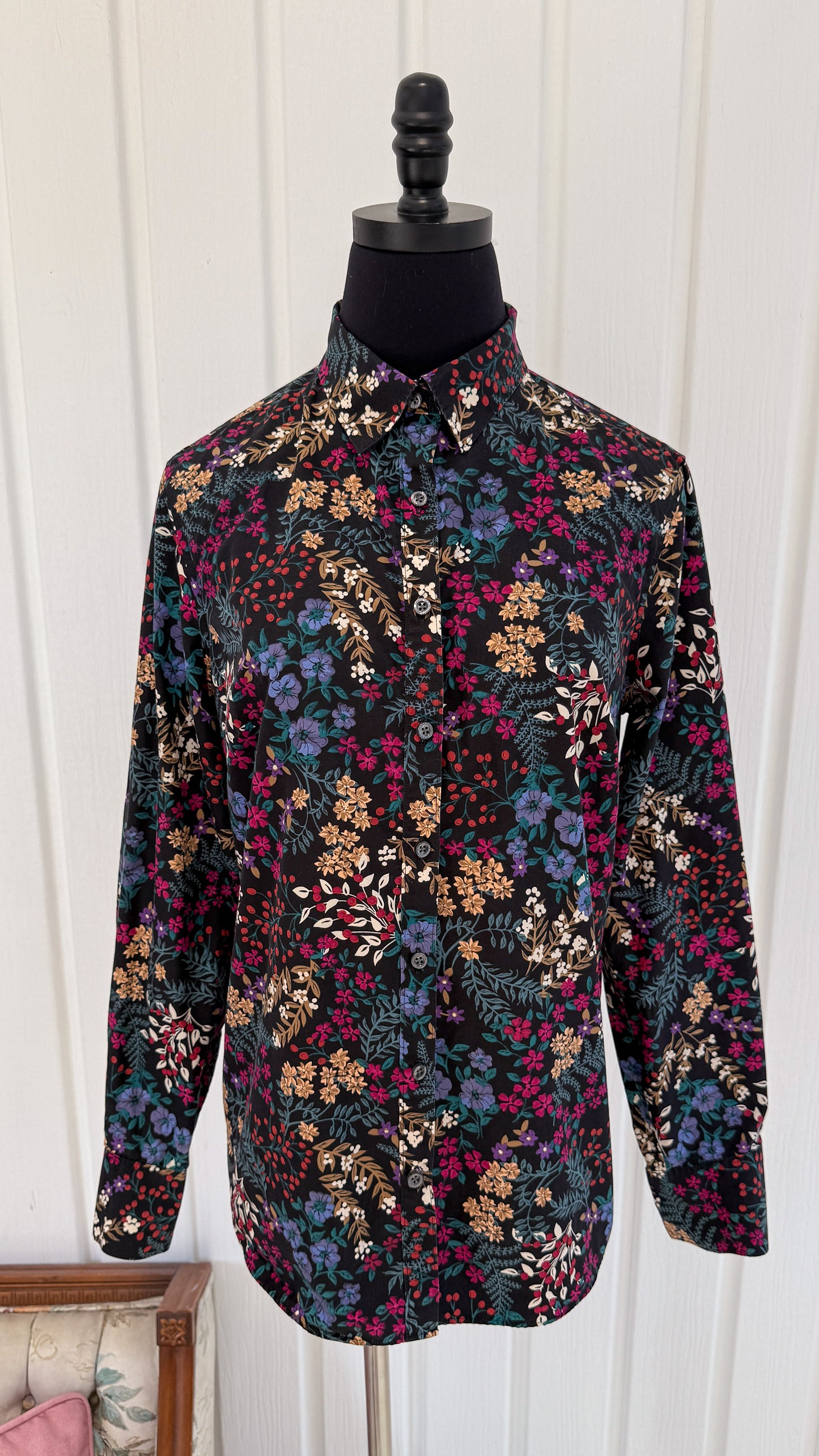 Chemisier noir fleuris - medium