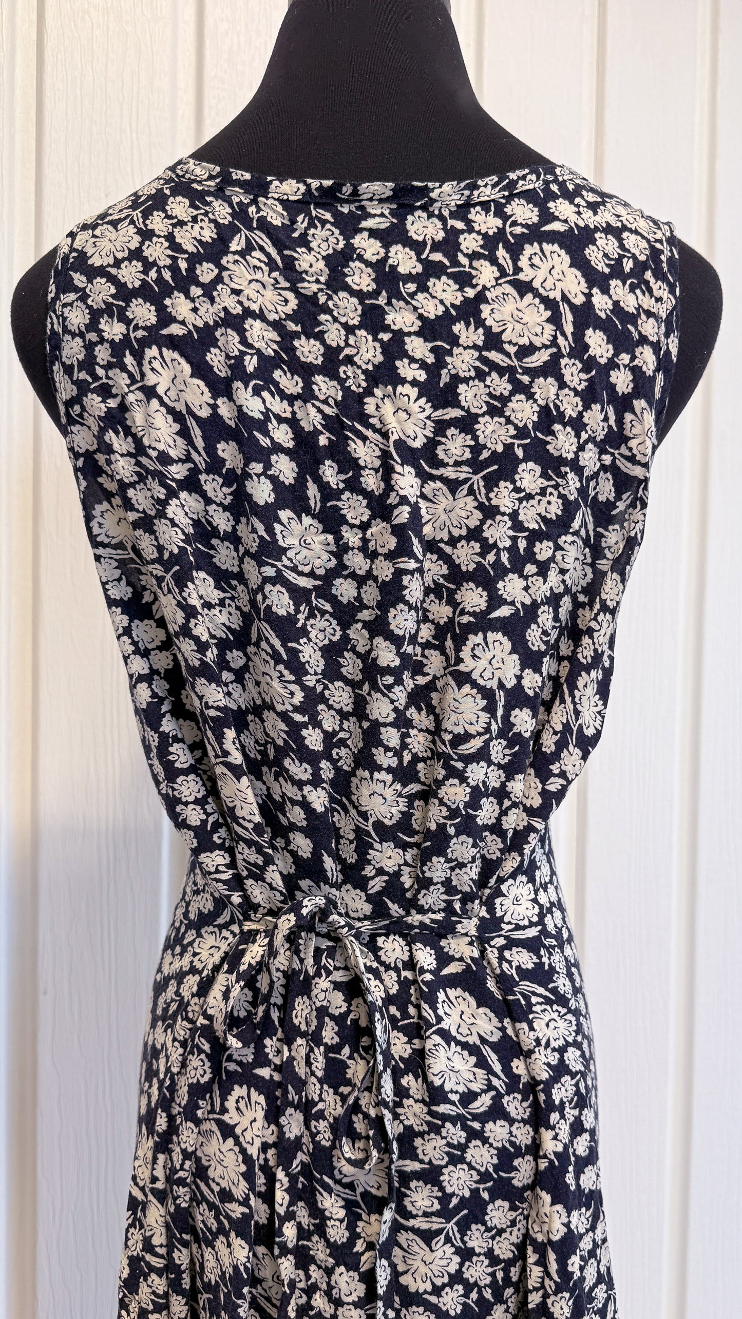 Robe marine fleurie beige- medium