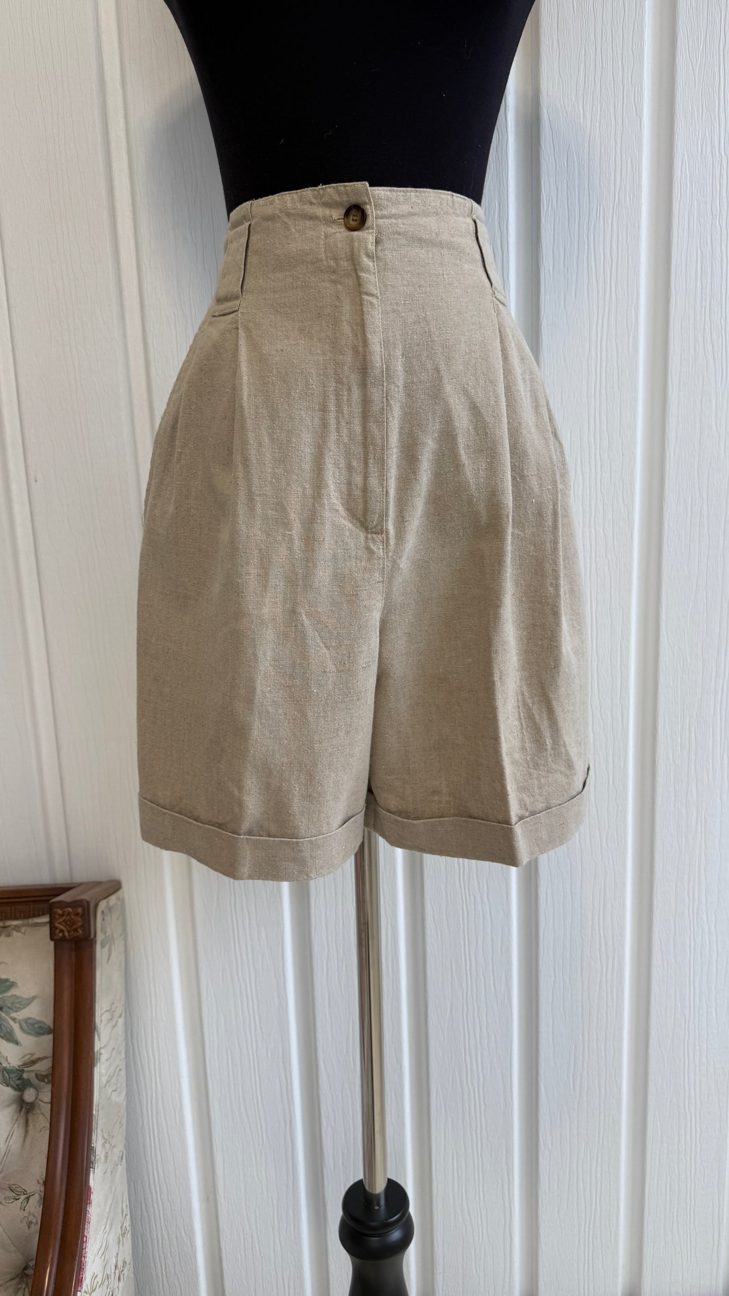 Short en lin beige - small