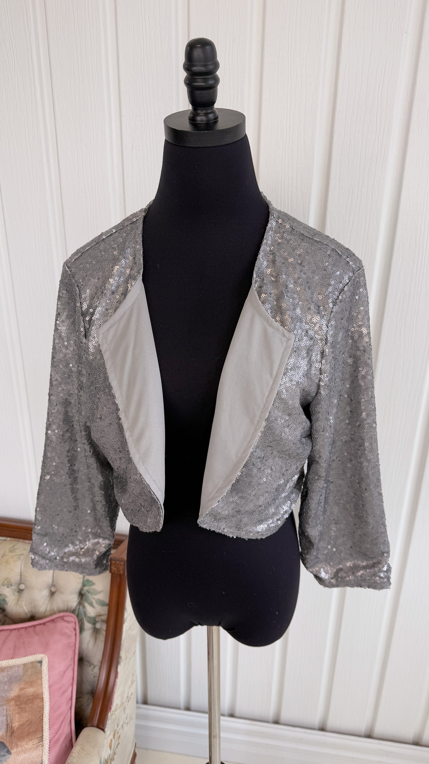 Silver sequin bolero - large