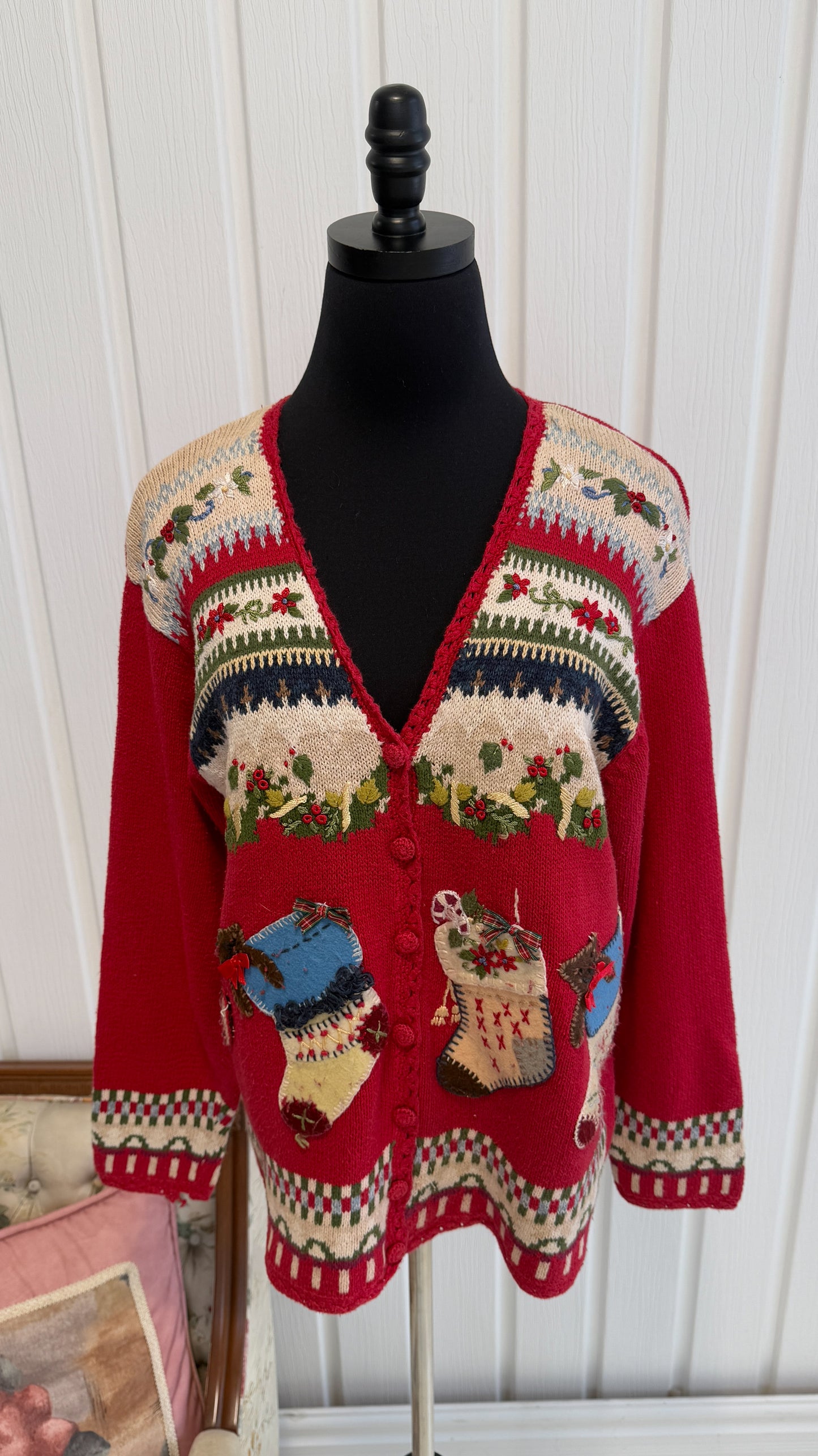 Christmas Stocking Knit Cardigan - Medium