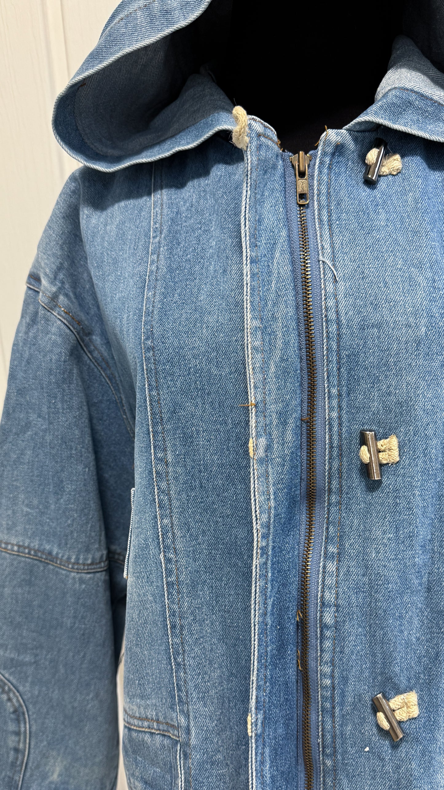 Veste en jeans à capuche- large