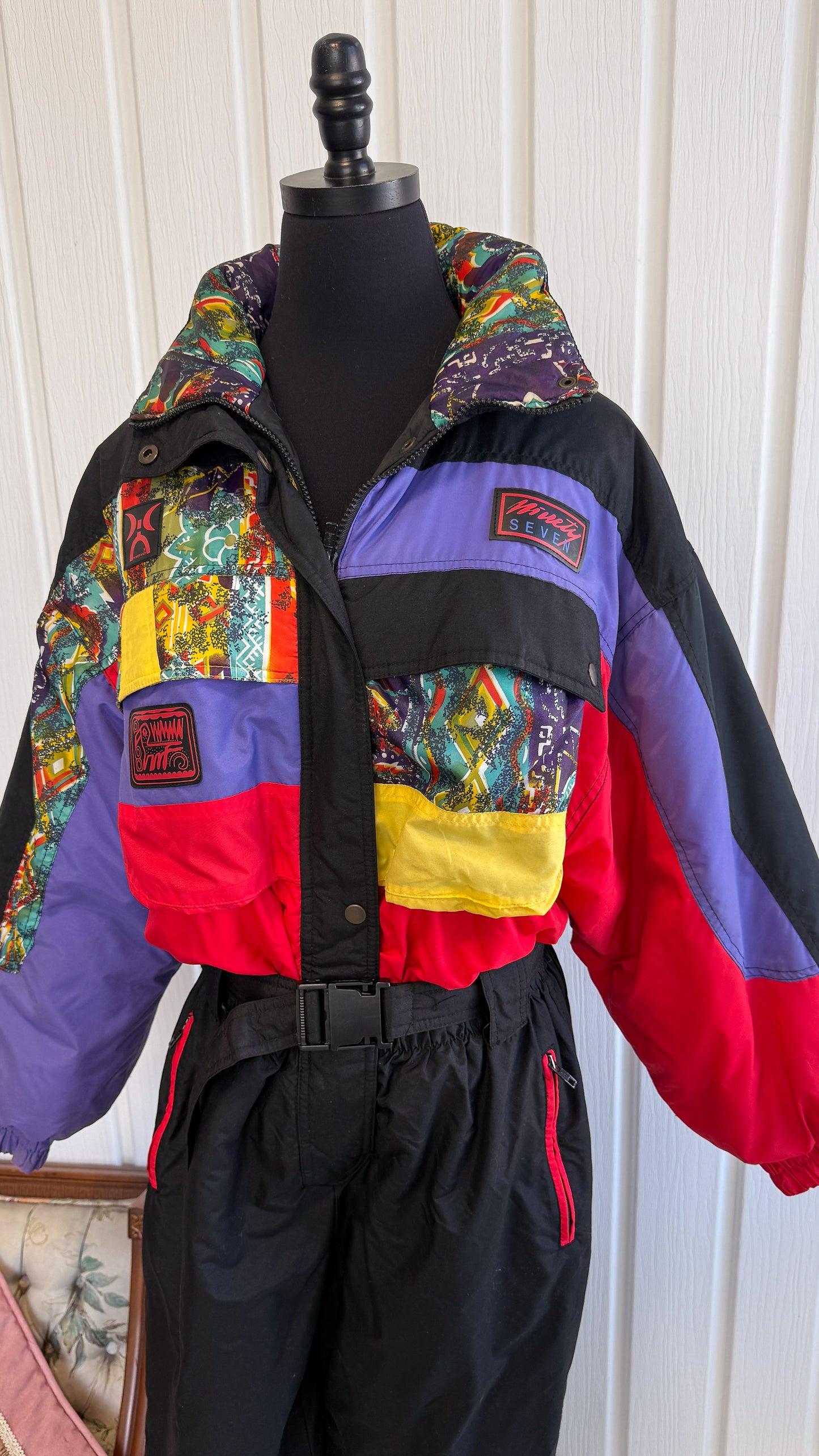 Onepiece hiver noir à motifs- large