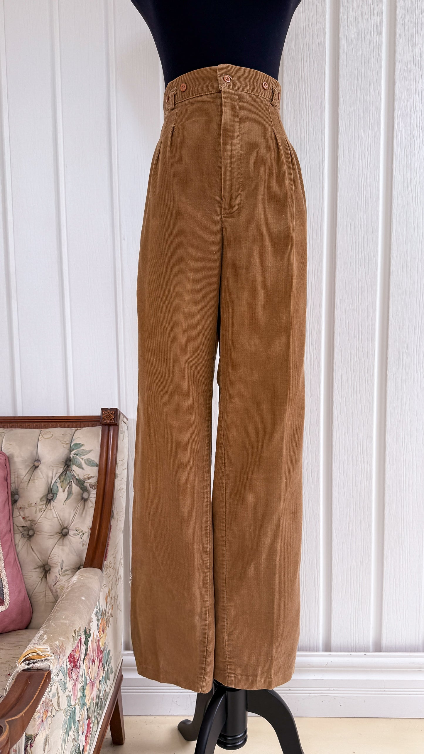Pantalons beige corduroy droit- medium