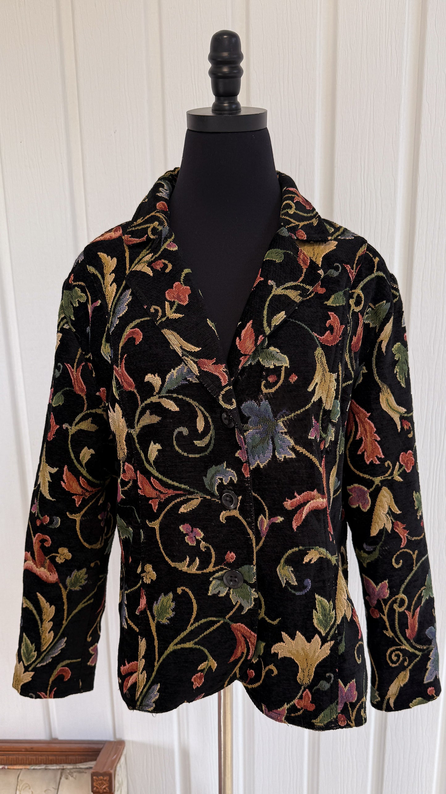 Blazer en velours motifs feuilles- large