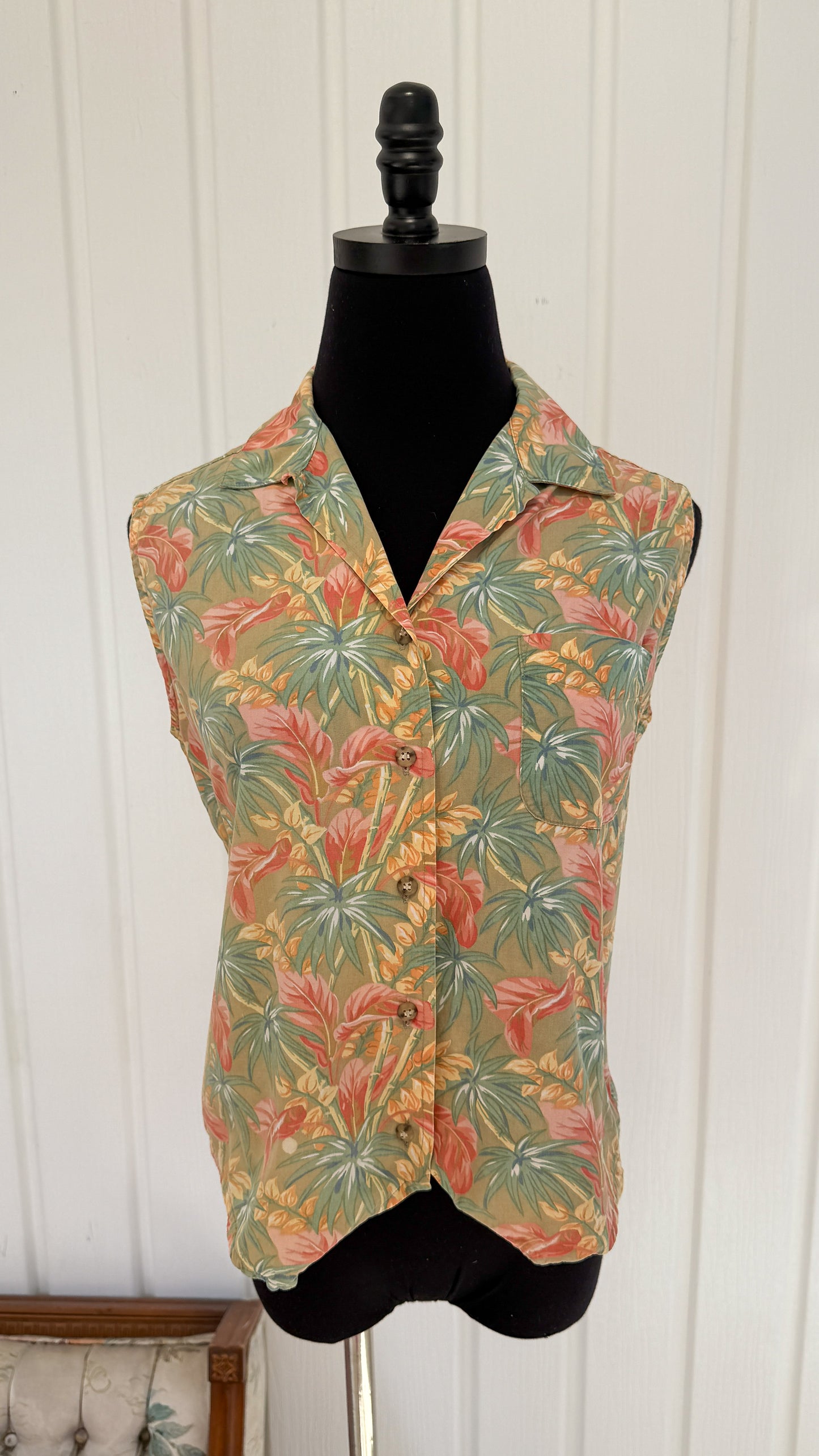 Veste sans manche fleuris tropical - medium