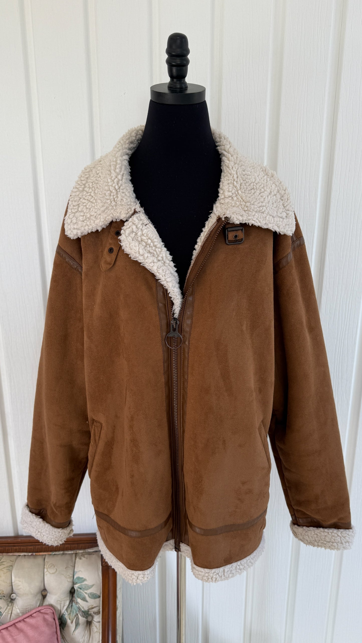 Manteau en faux suède et sherpa- x-large