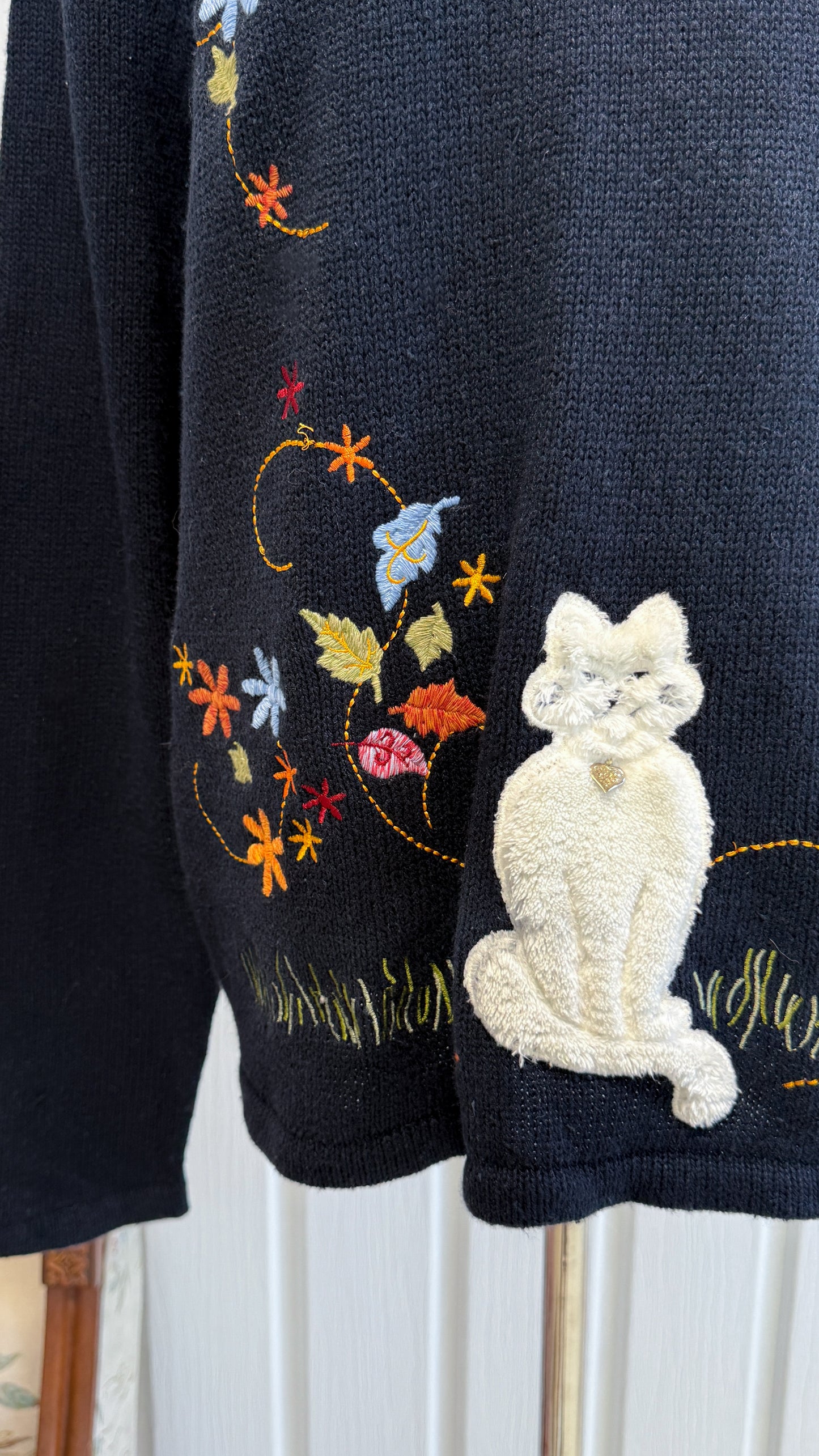 Chandail tricot marine chat d’Automne- large