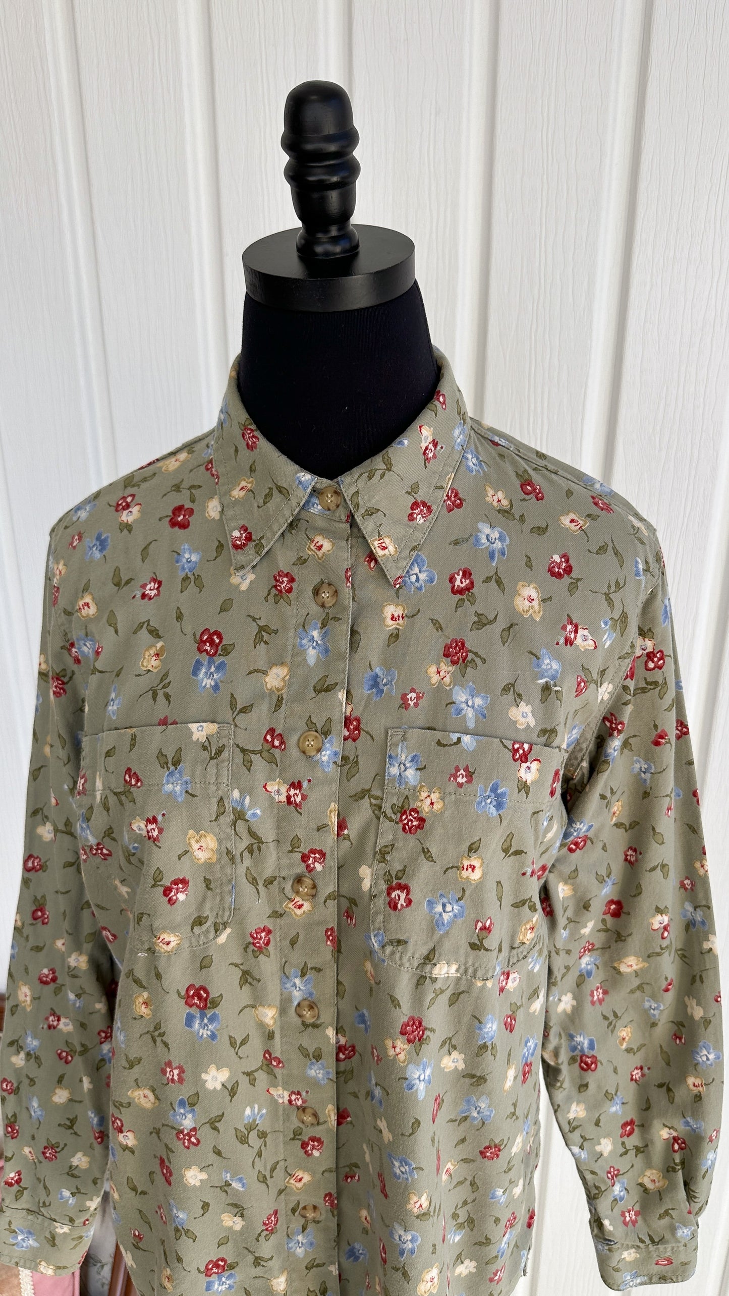 Green floral blouse - small